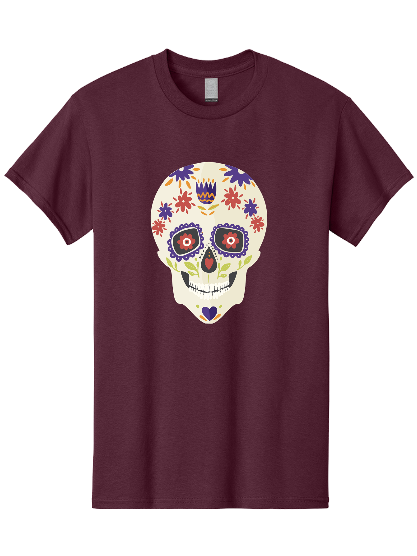 Sugar-Skull Men'S Graphic Tee, 100% Cotton, Comfortable Casual Summer Wear, Machine Washable, Sugar Skull, Day Of The Dead, Floral Design, Colorful Decorations, Vibrant Flowers, Festive Illustration, Traditional Mexican Art, Aad764 23