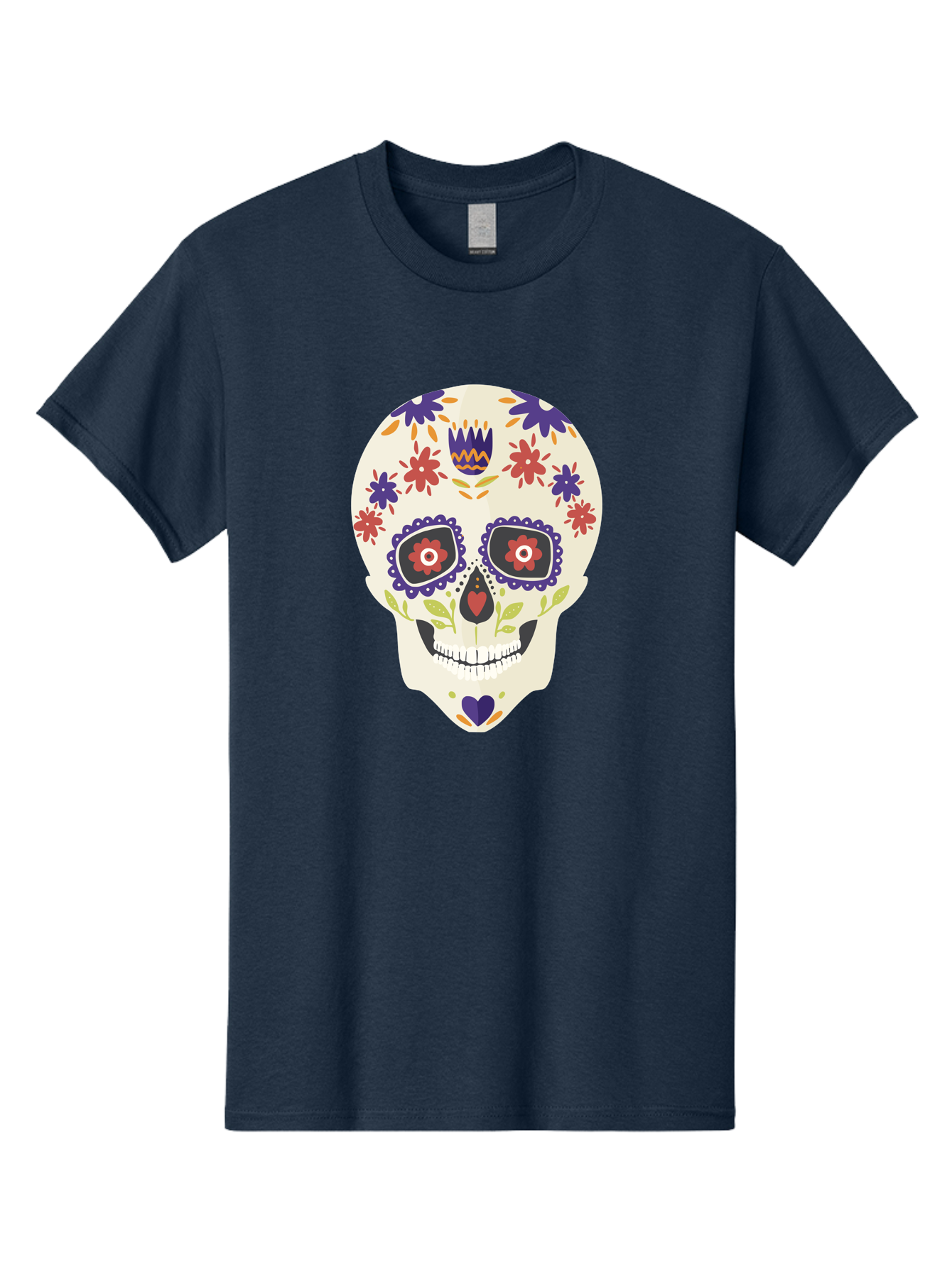 Sugar-Skull Men'S Graphic Tee, 100% Cotton, Comfortable Casual Summer Wear, Machine Washable, Sugar Skull, Day Of The Dead, Floral Design, Colorful Decorations, Vibrant Flowers, Festive Illustration, Traditional Mexican Art, Aad764 15