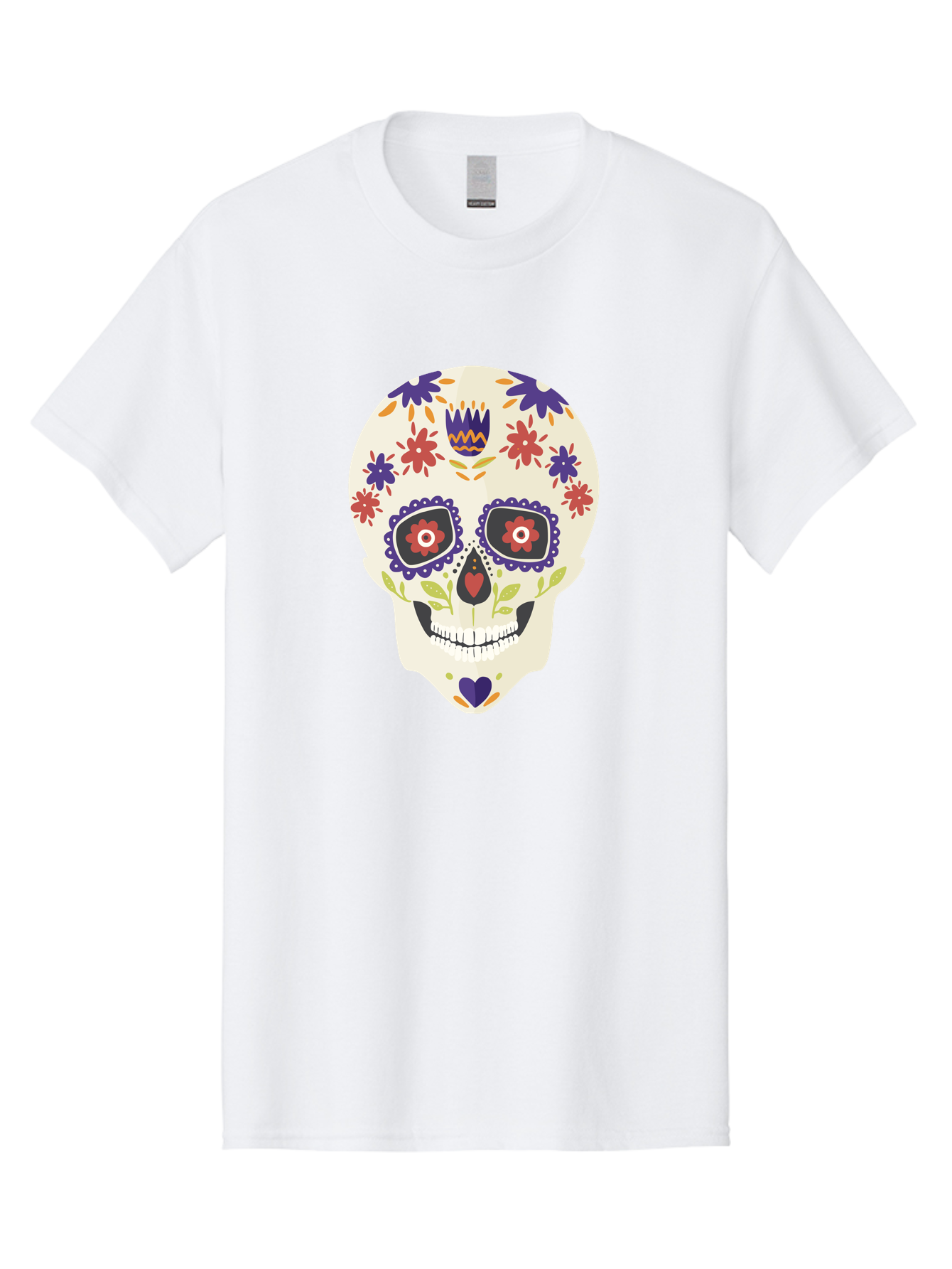 Sugar-Skull Men'S Graphic Tee, 100% Cotton, Comfortable Casual Summer Wear, Machine Washable, Sugar Skull, Day Of The Dead, Floral Design, Colorful Decorations, Vibrant Flowers, Festive Illustration, Traditional Mexican Art, Aad764 21