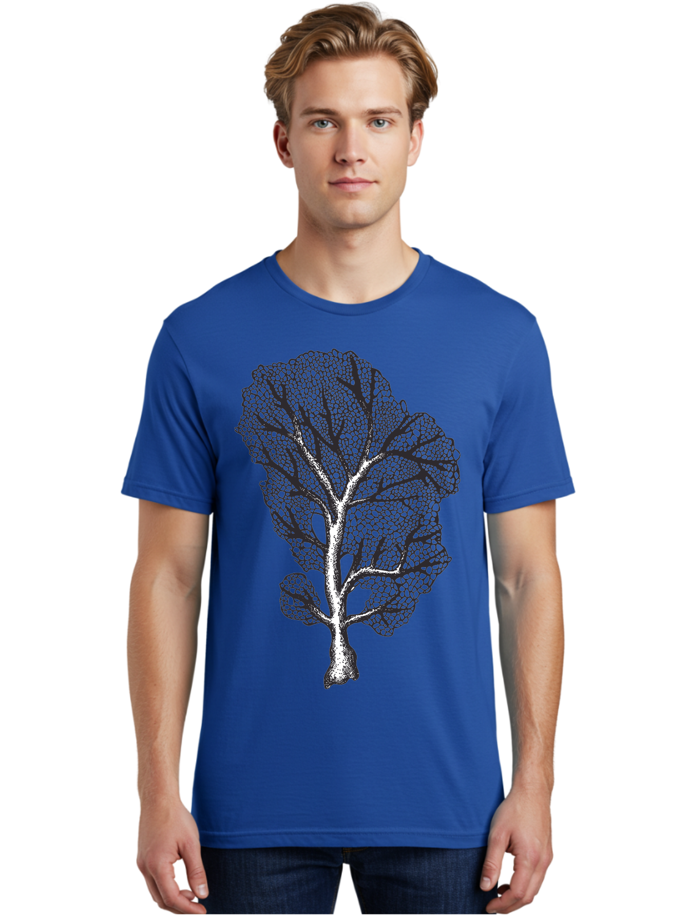 Tree Men'S Graphic Tee, 100% Cotton, Comfortable Casual Summer Wear, Machine Washable, Stylized Tree, Black And White Illustration, Leafy Branches, Detailed Foliage, Graphic Design Element, Artistic Tree, Natural Motif, Sketch Art Aad769 10