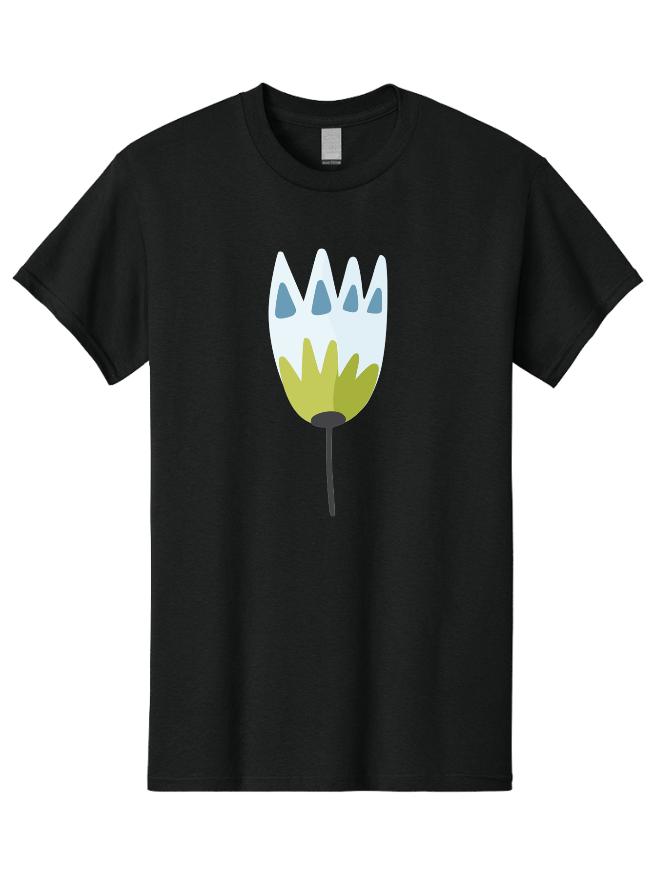 Tulip Men'S Graphic Tee, 100% Cotton, Comfortable Casual Summer Wear, Machine Washable, Stylized Tulip, White Petals, Yellow Center, Blue Teardrop Shapes, Simple Illustration, Spring Flower, Minimalist Design, Floral Graphic Aad770 27