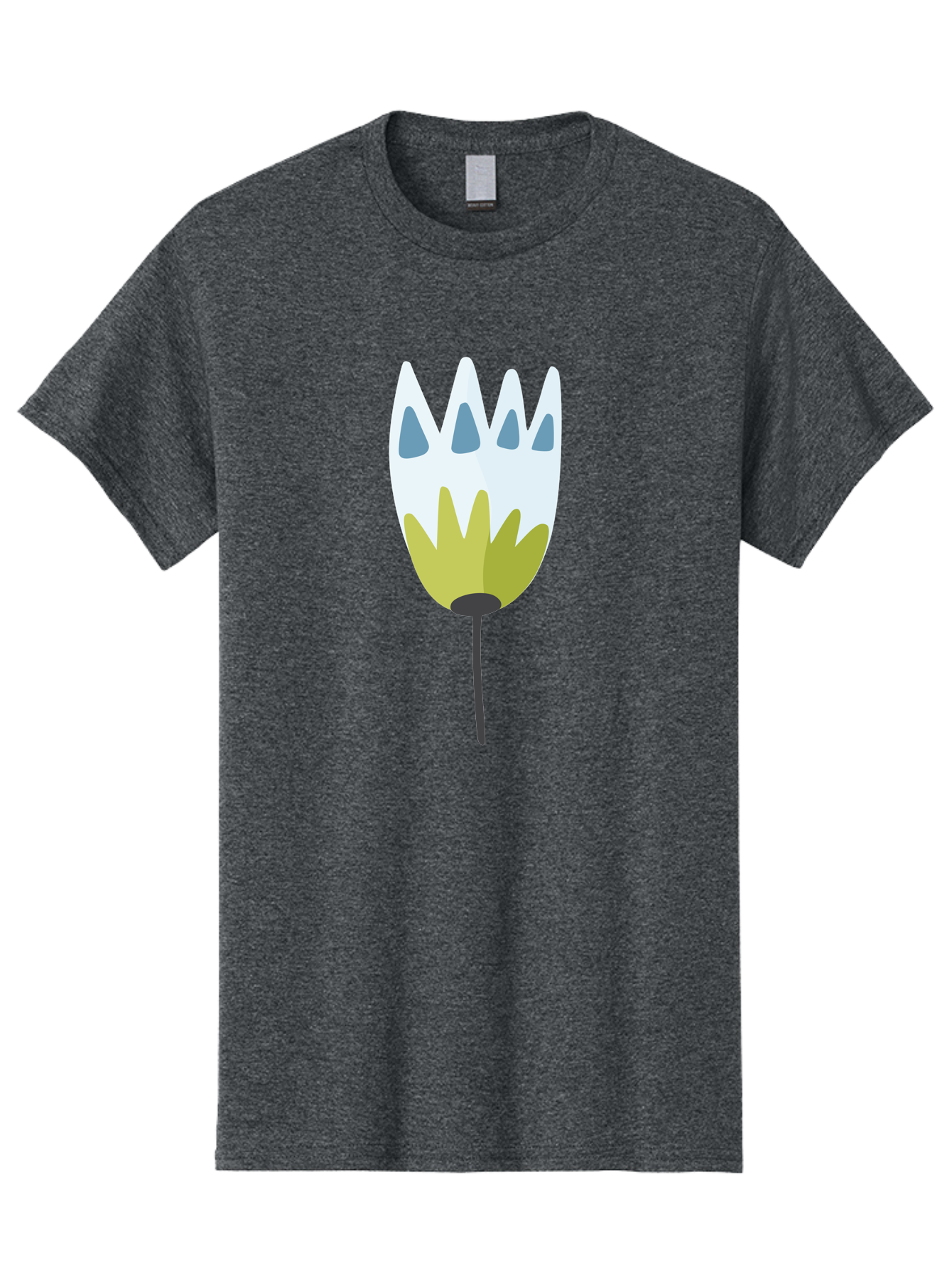 Tulip Men'S Graphic Tee, 100% Cotton, Comfortable Casual Summer Wear, Machine Washable, Stylized Tulip, White Petals, Yellow Center, Blue Teardrop Shapes, Simple Illustration, Spring Flower, Minimalist Design, Floral Graphic Aad770 13