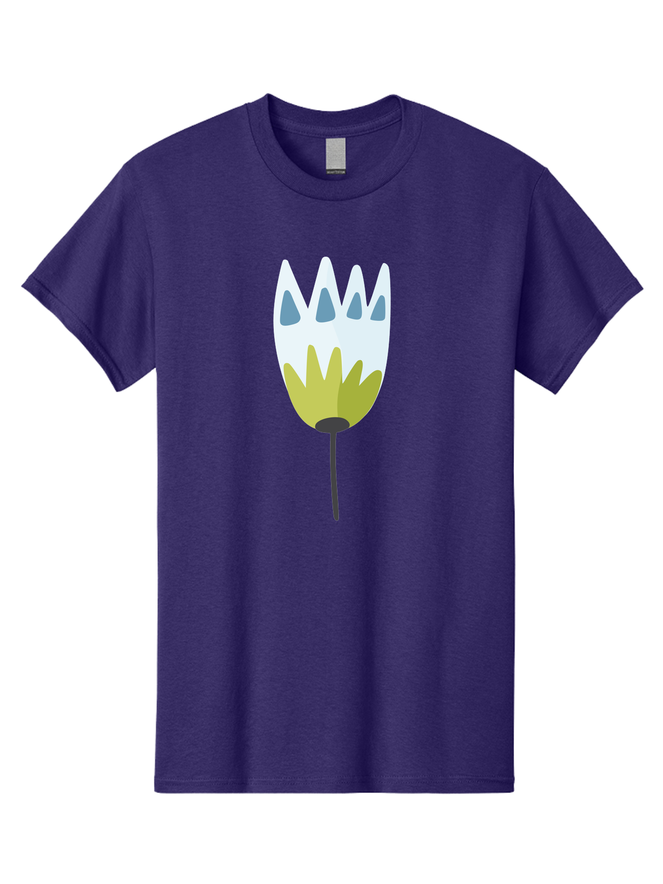 Tulip Men'S Graphic Tee, 100% Cotton, Comfortable Casual Summer Wear, Machine Washable, Stylized Tulip, White Petals, Yellow Center, Blue Teardrop Shapes, Simple Illustration, Spring Flower, Minimalist Design, Floral Graphic Aad770 3