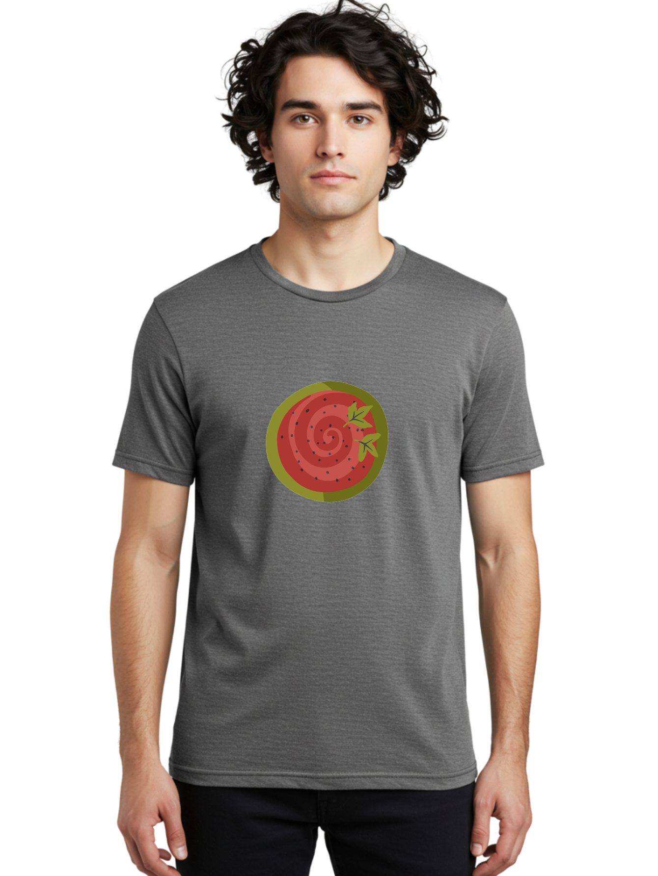 Watermelon-Slice Men'S Graphic Tee, 100% Cotton, Comfortable Casual Summer Wear, Machine Washable, Watermelon Slice, Red Fruit, Green Leaves, Black Seeds, Summer Snack, Refreshing Treat, Sweet Juice, Ripe Melon Aad772 18