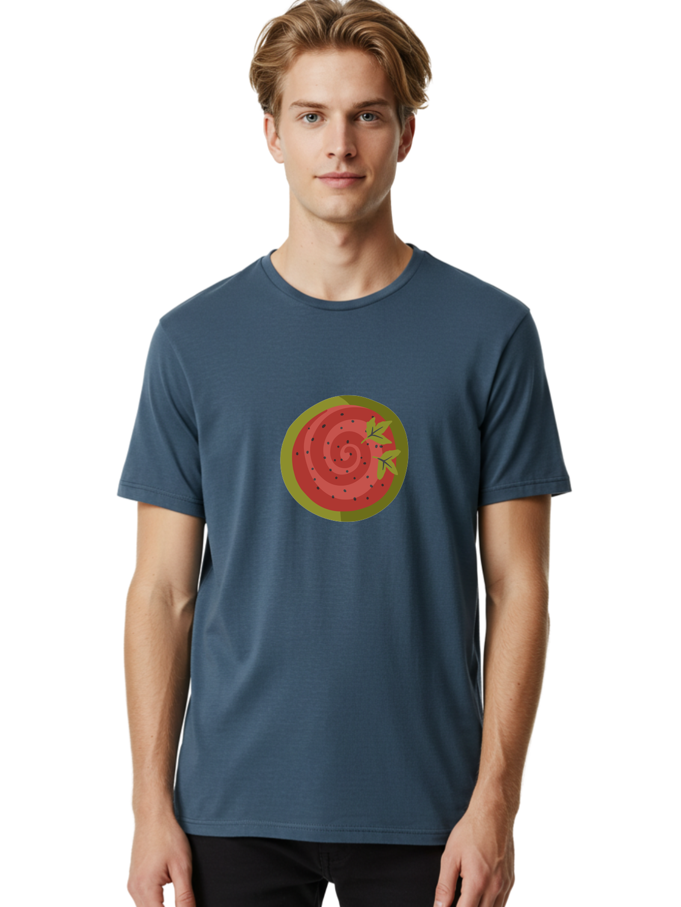 Watermelon-Slice Men'S Graphic Tee, 100% Cotton, Comfortable Casual Summer Wear, Machine Washable, Watermelon Slice, Red Fruit, Green Leaves, Black Seeds, Summer Snack, Refreshing Treat, Sweet Juice, Ripe Melon Aad772 16