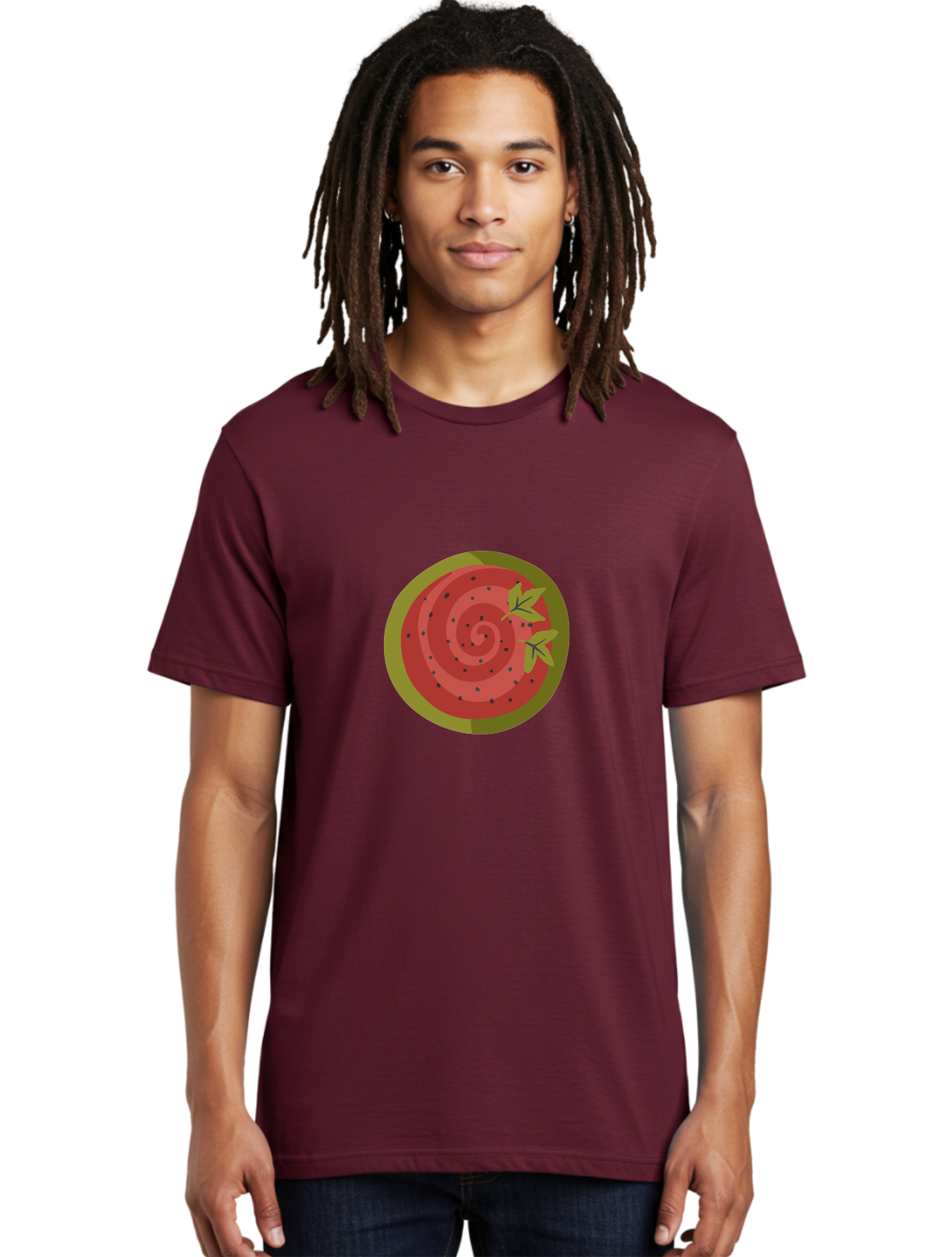 Watermelon-Slice Men'S Graphic Tee, 100% Cotton, Comfortable Casual Summer Wear, Machine Washable, Watermelon Slice, Red Fruit, Green Leaves, Black Seeds, Summer Snack, Refreshing Treat, Sweet Juice, Ripe Melon Aad772 28