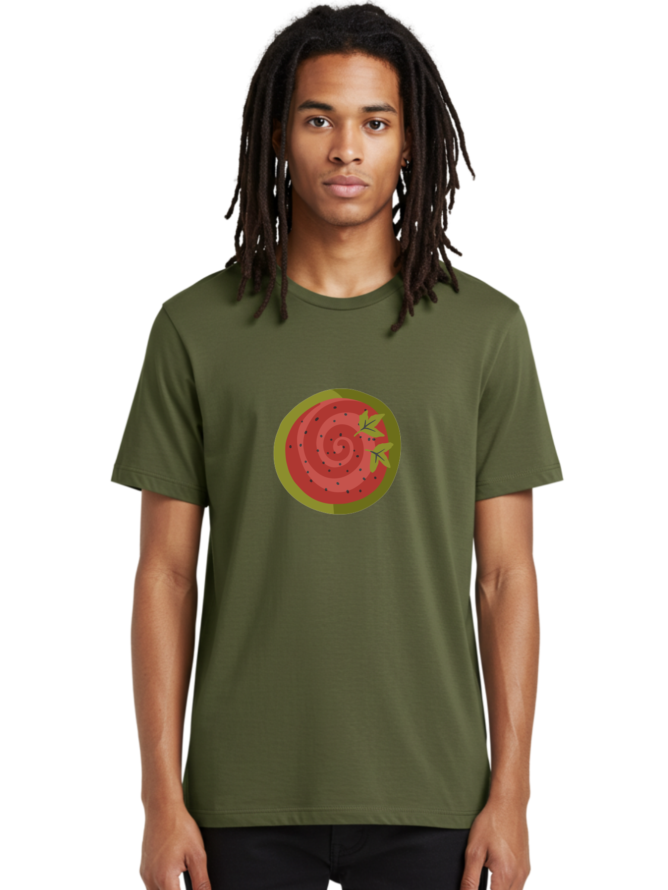Watermelon-Slice Men'S Graphic Tee, 100% Cotton, Comfortable Casual Summer Wear, Machine Washable, Watermelon Slice, Red Fruit, Green Leaves, Black Seeds, Summer Snack, Refreshing Treat, Sweet Juice, Ripe Melon Aad772 26