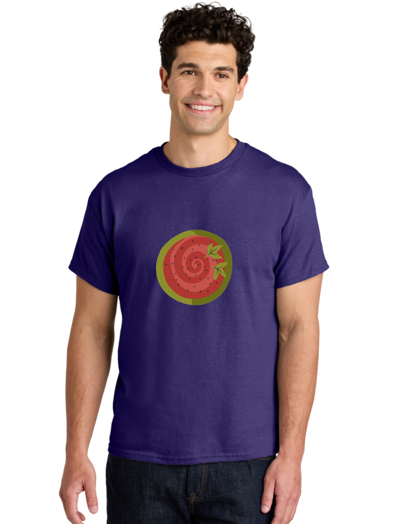 Watermelon-Slice Men'S Graphic Tee, 100% Cotton, Comfortable Casual Summer Wear, Machine Washable, Watermelon Slice, Red Fruit, Green Leaves, Black Seeds, Summer Snack, Refreshing Treat, Sweet Juice, Ripe Melon Aad772 22