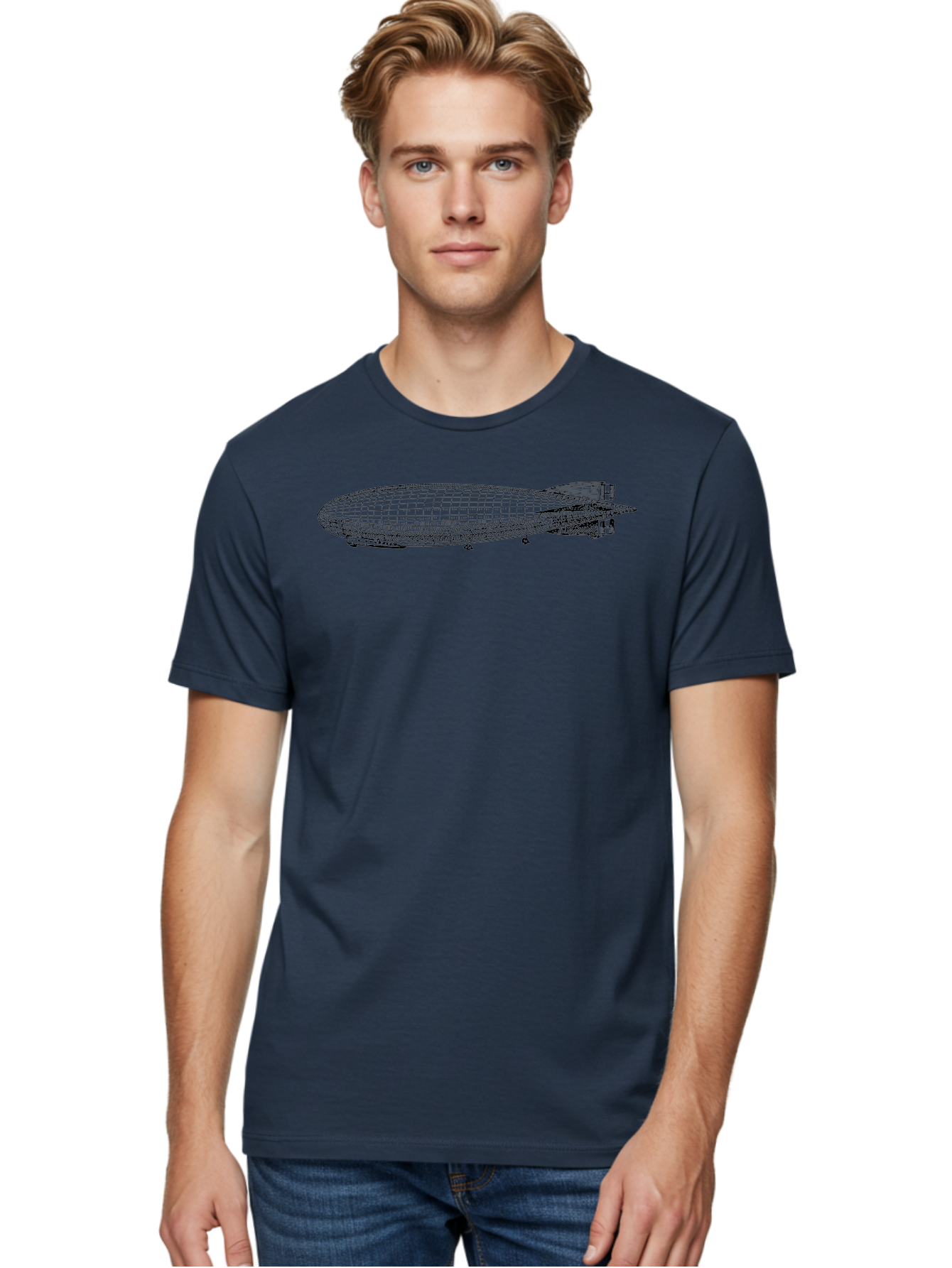 Airship Men'S Graphic Tee, 100% Cotton, Comfortable Casual Summer Wear, Machine Washable, Airship, Zeppelin, Dirigible, Aircraft, Luxury Travel, Historical Aviation, Vintage Transportation, Retro Style, Wireframe Model, 3D Rendering Aad776 10