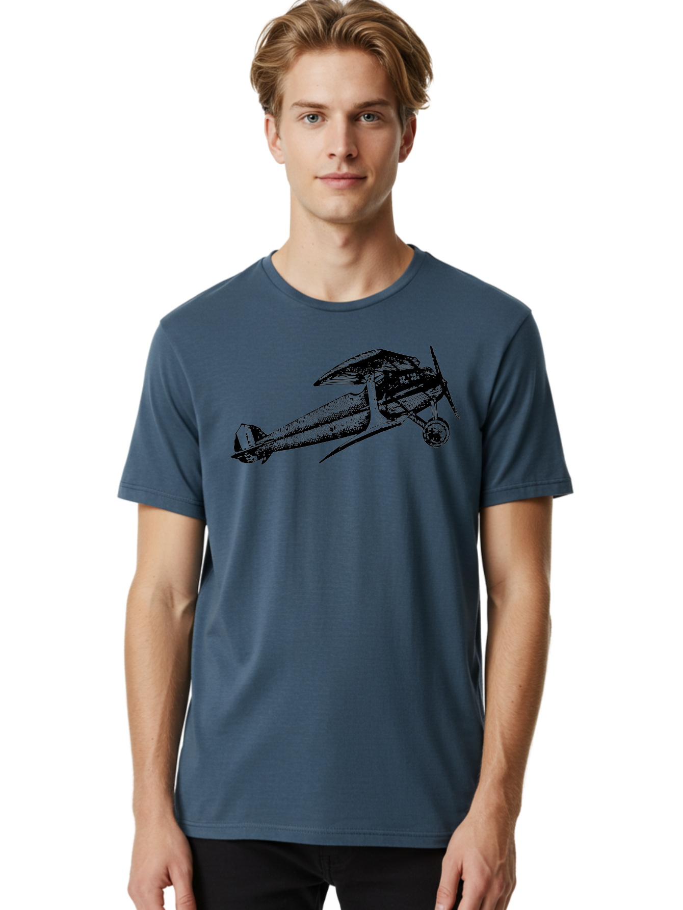 Biplane-1 Men'S Graphic Tee, 100% Cotton, Comfortable Casual Summer Wear, Machine Washable, Vintage Aeroplane, Classic Aircraft, Retro Aviation, Antique Plane, Old-Fashioned Flying Machine, Historical Flight Aad778 28