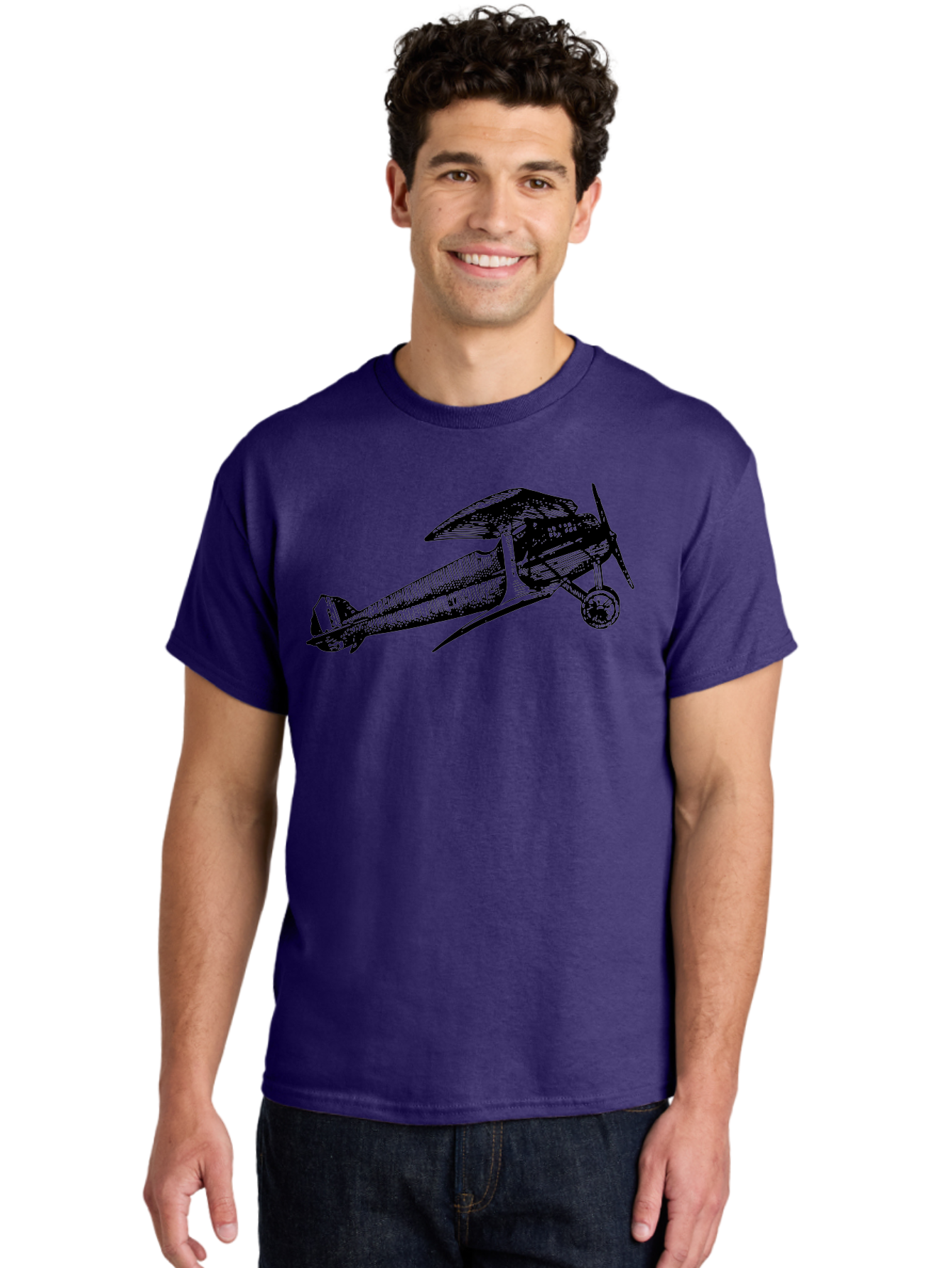 Biplane-1 Men'S Graphic Tee, 100% Cotton, Comfortable Casual Summer Wear, Machine Washable, Vintage Aeroplane, Classic Aircraft, Retro Aviation, Antique Plane, Old-Fashioned Flying Machine, Historical Flight Aad778 4