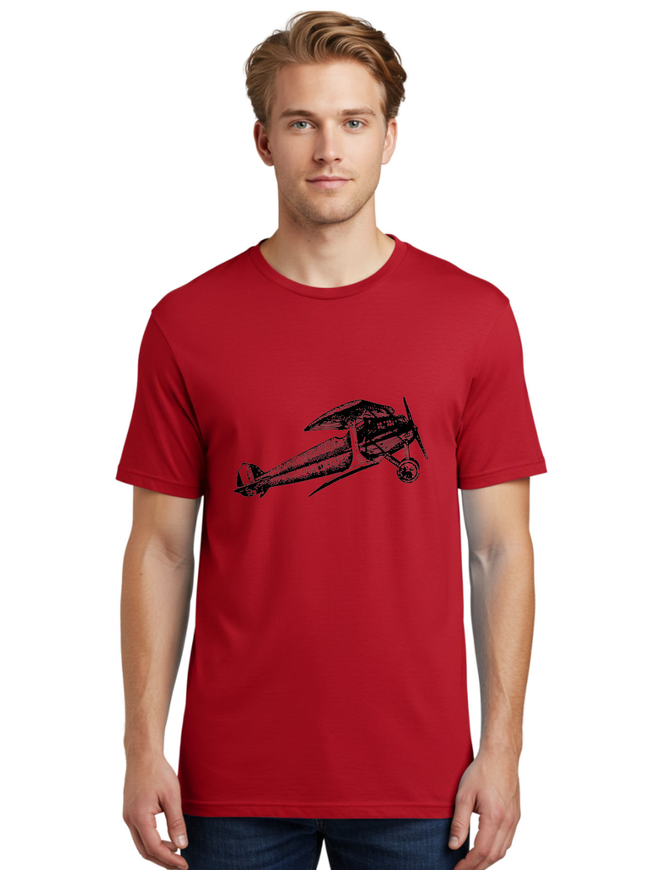 Biplane-1 Men'S Graphic Tee, 100% Cotton, Comfortable Casual Summer Wear, Machine Washable, Vintage Aeroplane, Classic Aircraft, Retro Aviation, Antique Plane, Old-Fashioned Flying Machine, Historical Flight Aad778 30
