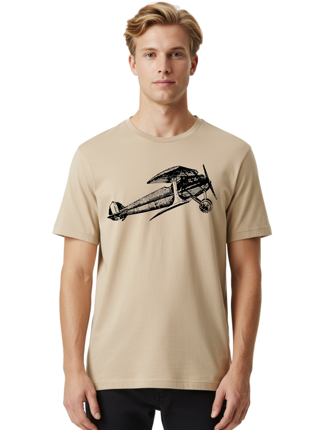 Biplane-1 Men'S Graphic Tee, 100% Cotton, Comfortable Casual Summer Wear, Machine Washable, Vintage Aeroplane, Classic Aircraft, Retro Aviation, Antique Plane, Old-Fashioned Flying Machine, Historical Flight Aad778 6