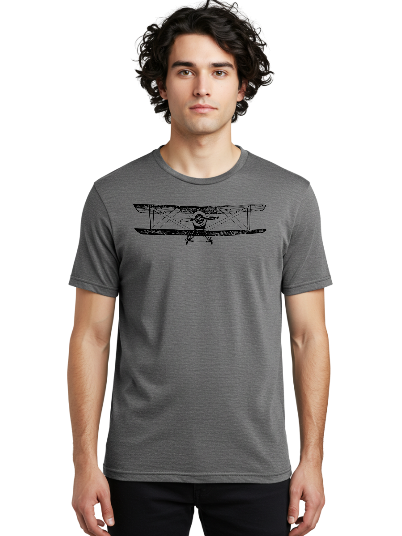 Biplane-2 Men'S Graphic Tee, 100% Cotton, Comfortable Casual Summer Wear, Machine Washable, Vintage Aircraft, Classic Aviation, Biplane Design, Double Wings, Propeller Driven, Retro Flying Machine, Historical Airplane, Aviation Heritage Aad779 8
