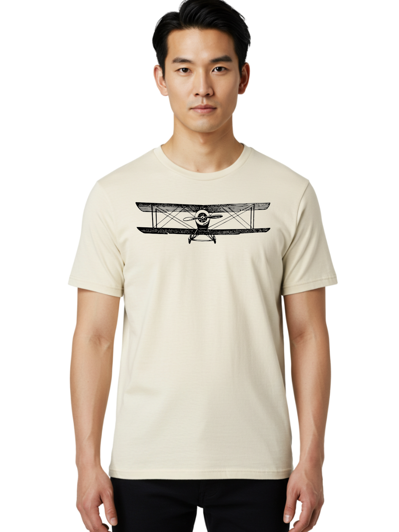 Biplane-2 Men'S Graphic Tee, 100% Cotton, Comfortable Casual Summer Wear, Machine Washable, Vintage Aircraft, Classic Aviation, Biplane Design, Double Wings, Propeller Driven, Retro Flying Machine, Historical Airplane, Aviation Heritage Aad779 12