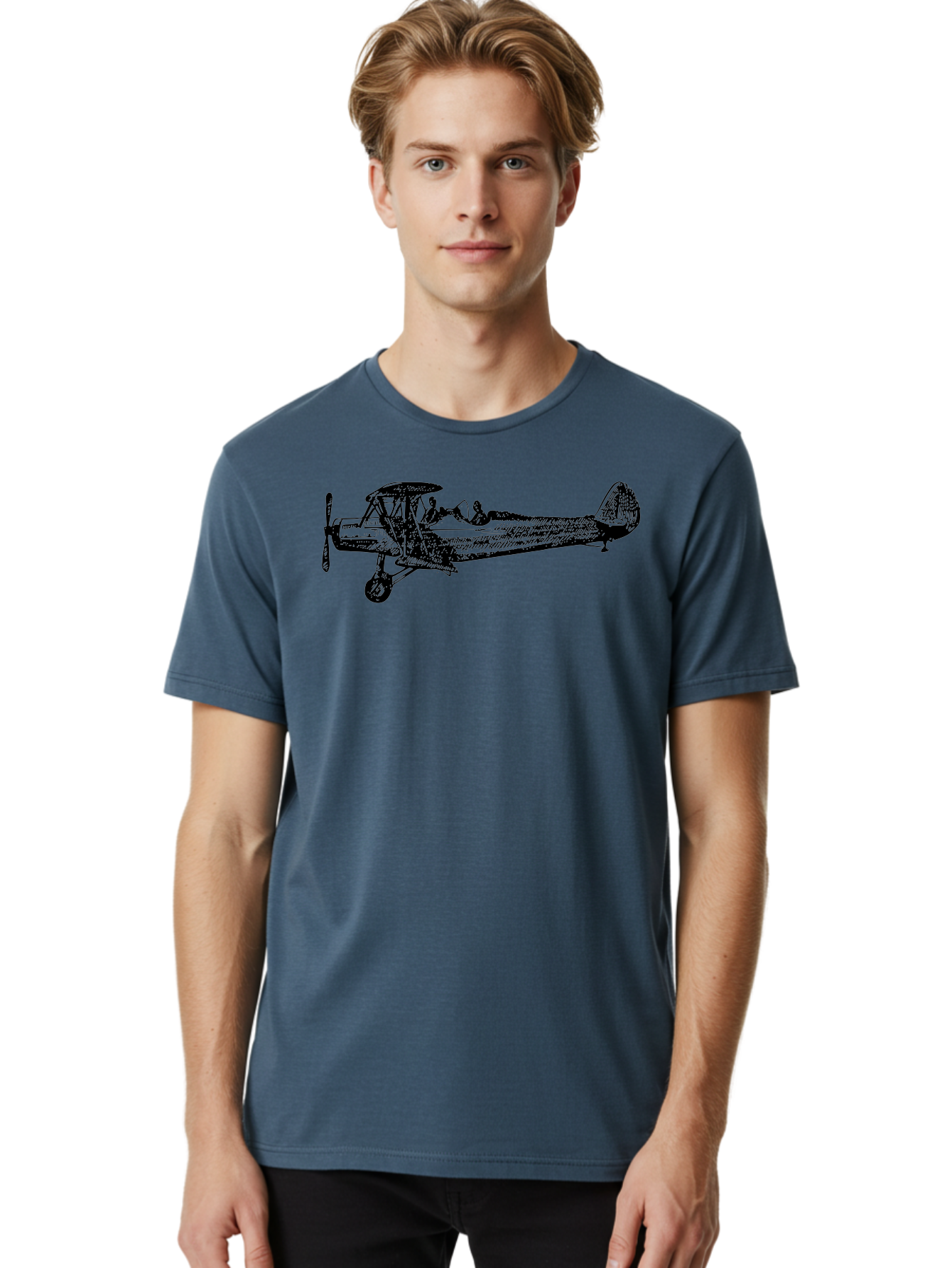 Biplane-3 Men'S Graphic Tee, 100% Cotton, Comfortable Casual Summer Wear, Machine Washable, Vintage Biplane, Classic Aircraft, Historical Aviation, Biplane Illustration, Pilot, Propeller Plane, Old Airplane, Flight, Retro Style Aad780 22