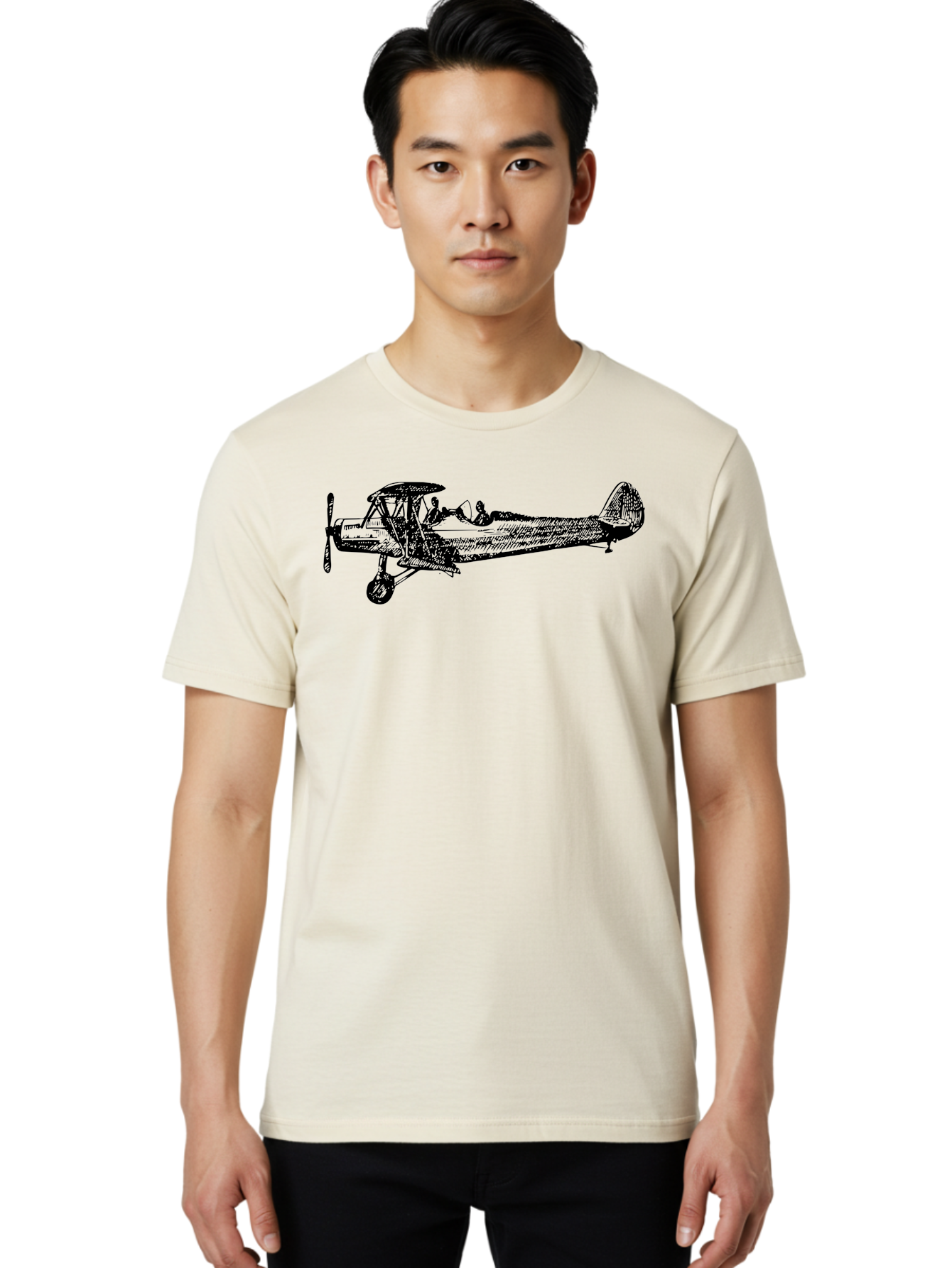 Biplane-3 Men'S Graphic Tee, 100% Cotton, Comfortable Casual Summer Wear, Machine Washable, Vintage Biplane, Classic Aircraft, Historical Aviation, Biplane Illustration, Pilot, Propeller Plane, Old Airplane, Flight, Retro Style Aad780 20