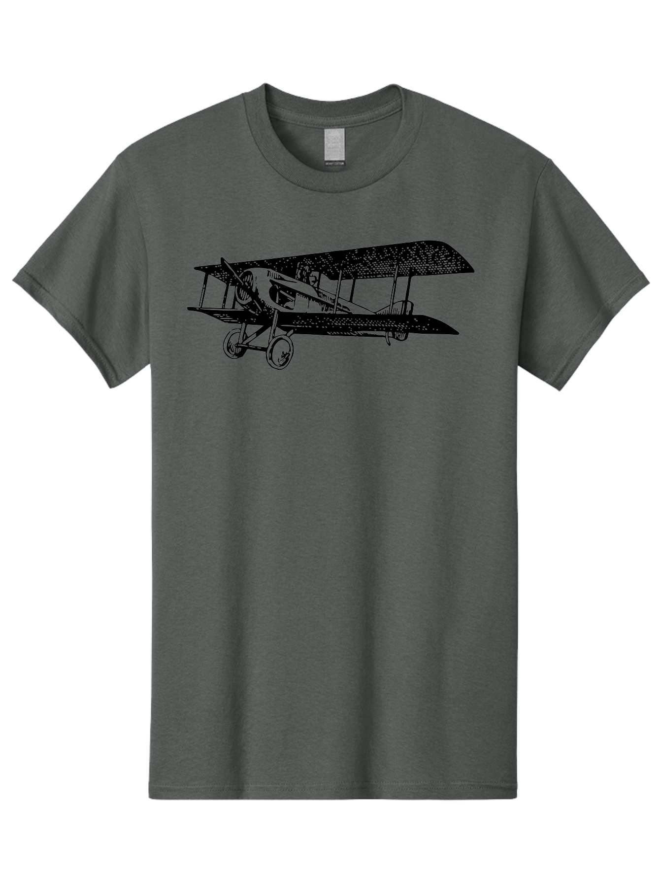 Biplane-Illustration Men'S Graphic Tee, 100% Cotton, Comfortable Casual Summer Wear, Machine Washable, Vintage Airplane, Classic Aircraft, Biplane Design, Historical Aviation, World War I, Military Aircraft, Sopwith Camel, Iconic Plane, Aad781 11