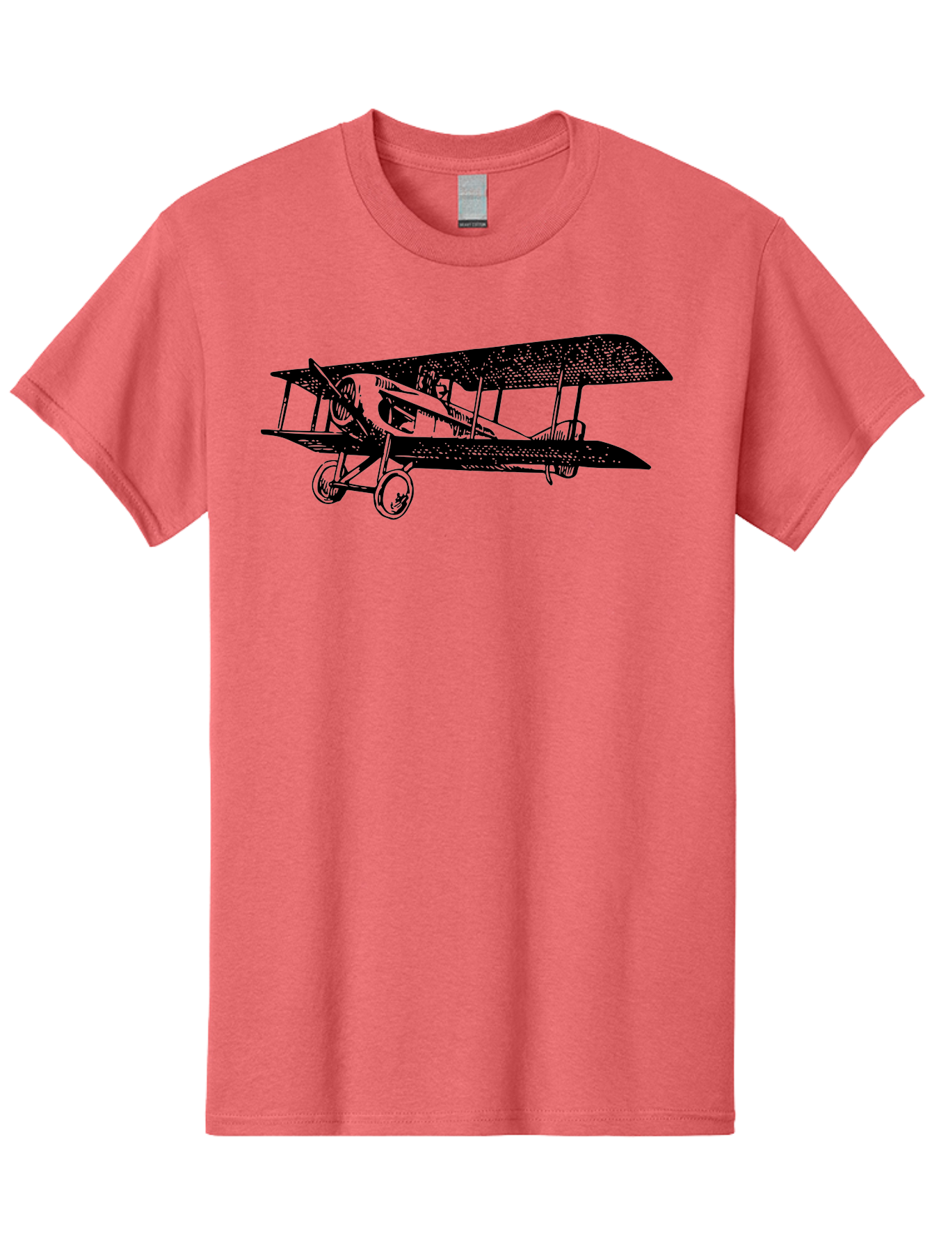 Biplane-Illustration Men'S Graphic Tee, 100% Cotton, Comfortable Casual Summer Wear, Machine Washable, Vintage Airplane, Classic Aircraft, Biplane Design, Historical Aviation, World War I, Military Aircraft, Sopwith Camel, Iconic Plane, Aad781 1