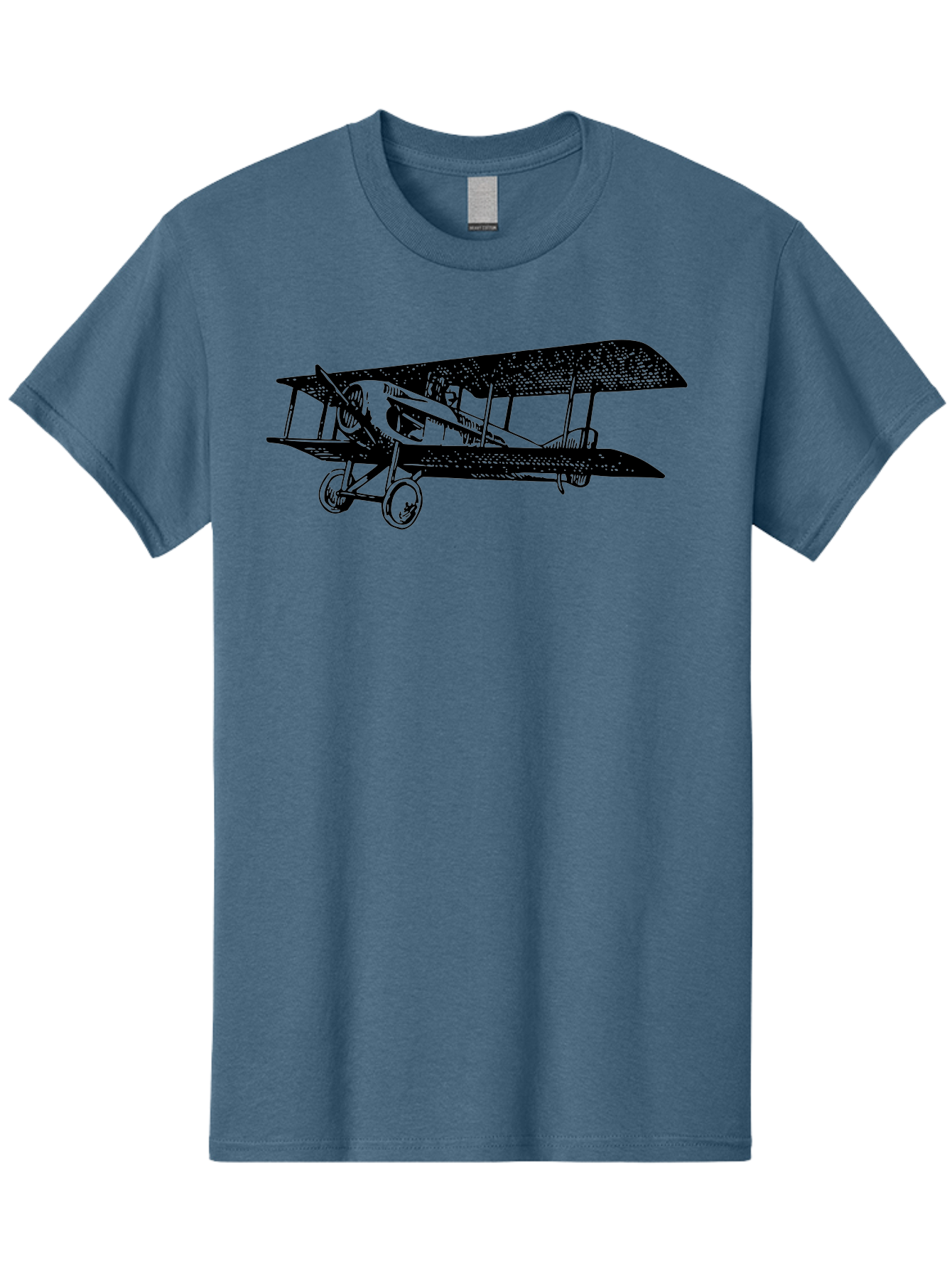 Biplane-Illustration Men'S Graphic Tee, 100% Cotton, Comfortable Casual Summer Wear, Machine Washable, Vintage Airplane, Classic Aircraft, Biplane Design, Historical Aviation, World War I, Military Aircraft, Sopwith Camel, Iconic Plane, Aad781 7