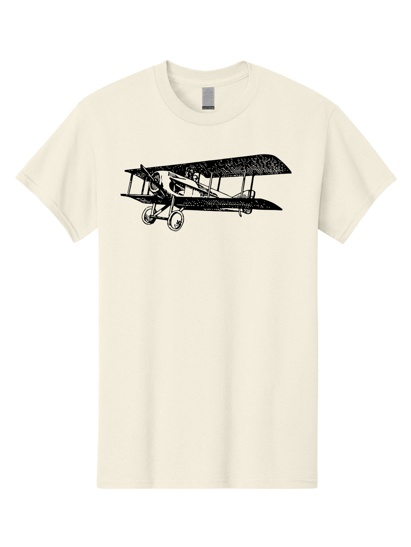 Biplane-Illustration Men'S Graphic Tee, 100% Cotton, Comfortable Casual Summer Wear, Machine Washable, Vintage Airplane, Classic Aircraft, Biplane Design, Historical Aviation, World War I, Military Aircraft, Sopwith Camel, Iconic Plane, Aad781 21