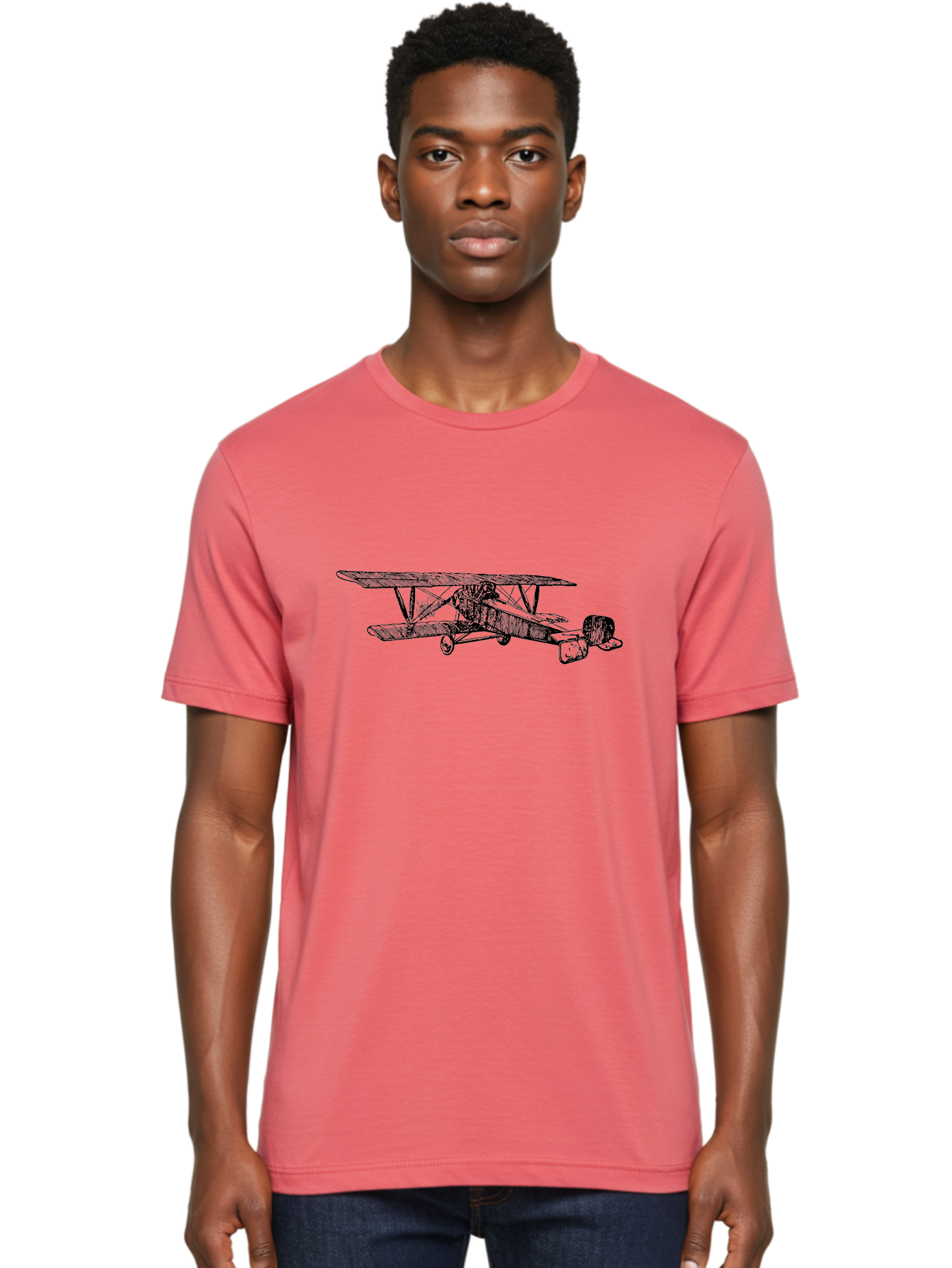 Biplane Men'S Graphic Tee, 100% Cotton, Comfortable Casual Summer Wear, Machine Washable, Vintage Airplane, Biplane Design, Sketch Art, Aviation History, Classic Aircraft, Retro Flying Machine, Nostalgic Transport Aad782 12