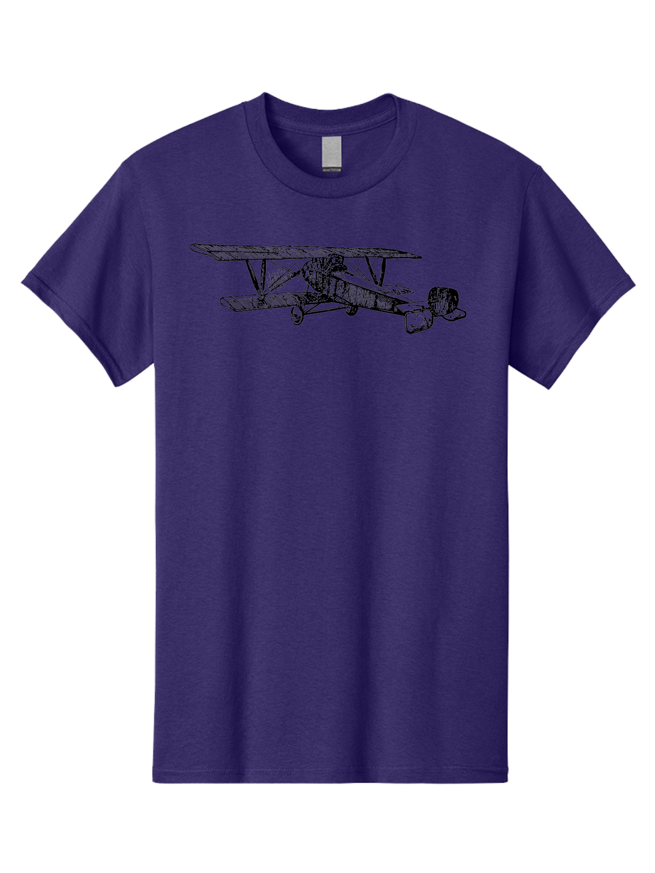 Biplane Men'S Graphic Tee, 100% Cotton, Comfortable Casual Summer Wear, Machine Washable, Vintage Airplane, Biplane Design, Sketch Art, Aviation History, Classic Aircraft, Retro Flying Machine, Nostalgic Transport Aad782 1