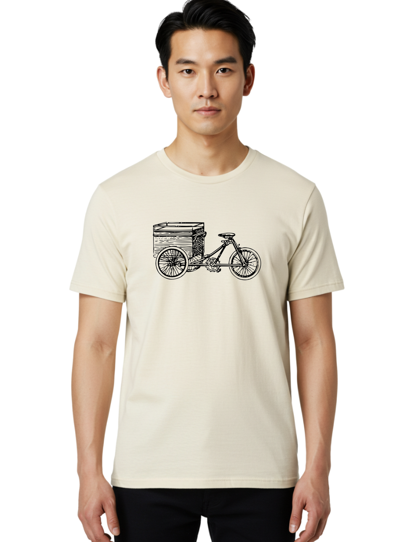 Cargobike Men'S Graphic Tee, 100% Cotton, Comfortable Casual Summer Wear, Machine Washable, Vintage Tricycle, Retro Bicycle, Goldilocks Branding, Cargo Bike, Three-Wheeled Vehicle, Nostalgic Design, Antique Bike Aad783 2