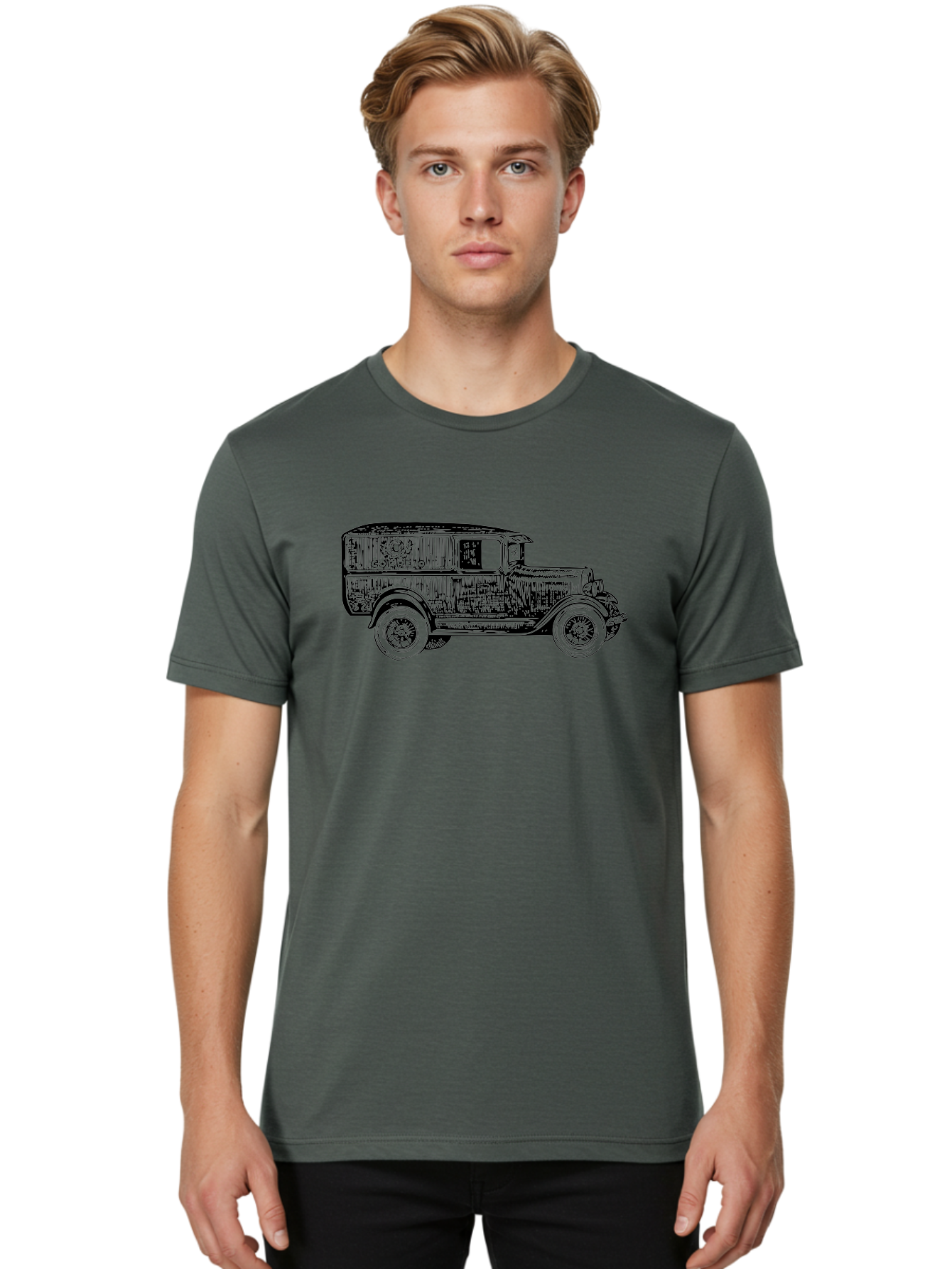 Correio Men'S Graphic Tee, 100% Cotton, Comfortable Casual Summer Wear, Machine Washable, Vintage Truck, Retro Vehicle, Classic Automobile, Correio Branding, Wooden Texture, Sketch Art, Antique Car, Nostalgic Design, Old-Fashioned, Aad784 26