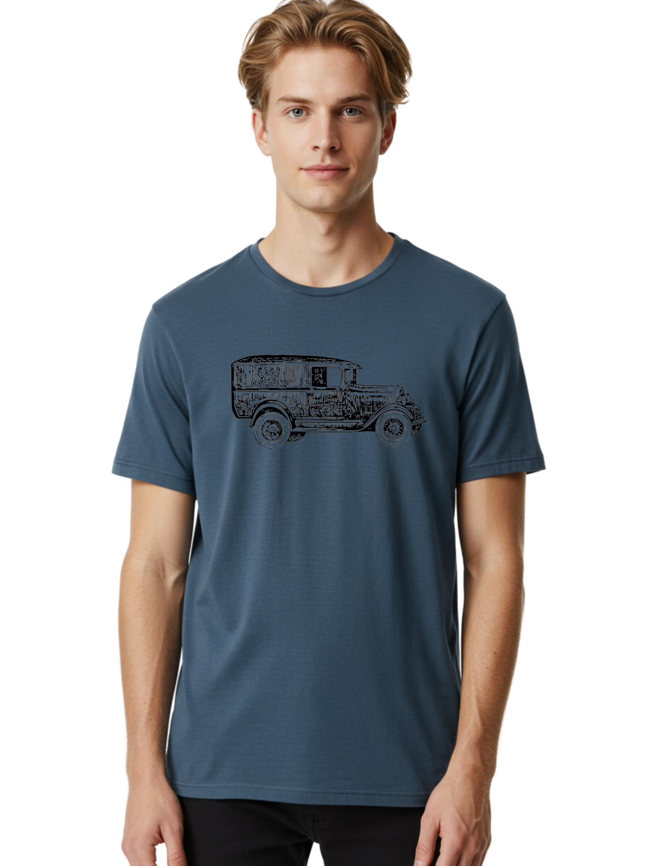 Correio Men'S Graphic Tee, 100% Cotton, Comfortable Casual Summer Wear, Machine Washable, Vintage Truck, Retro Vehicle, Classic Automobile, Correio Branding, Wooden Texture, Sketch Art, Antique Car, Nostalgic Design, Old-Fashioned, Aad784 12