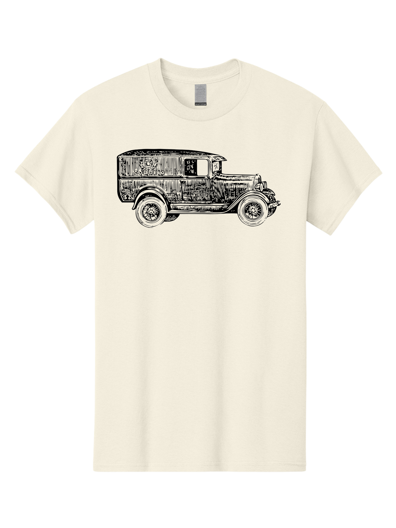 Correio Men'S Graphic Tee, 100% Cotton, Comfortable Casual Summer Wear, Machine Washable, Vintage Truck, Retro Vehicle, Classic Automobile, Correio Branding, Wooden Texture, Sketch Art, Antique Car, Nostalgic Design, Old-Fashioned, Aad784 29