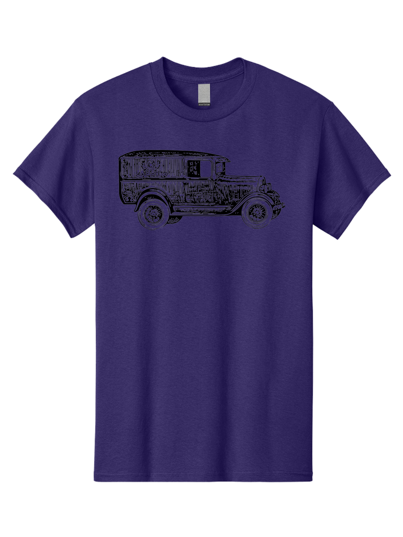 Correio Men'S Graphic Tee, 100% Cotton, Comfortable Casual Summer Wear, Machine Washable, Vintage Truck, Retro Vehicle, Classic Automobile, Correio Branding, Wooden Texture, Sketch Art, Antique Car, Nostalgic Design, Old-Fashioned, Aad784 1