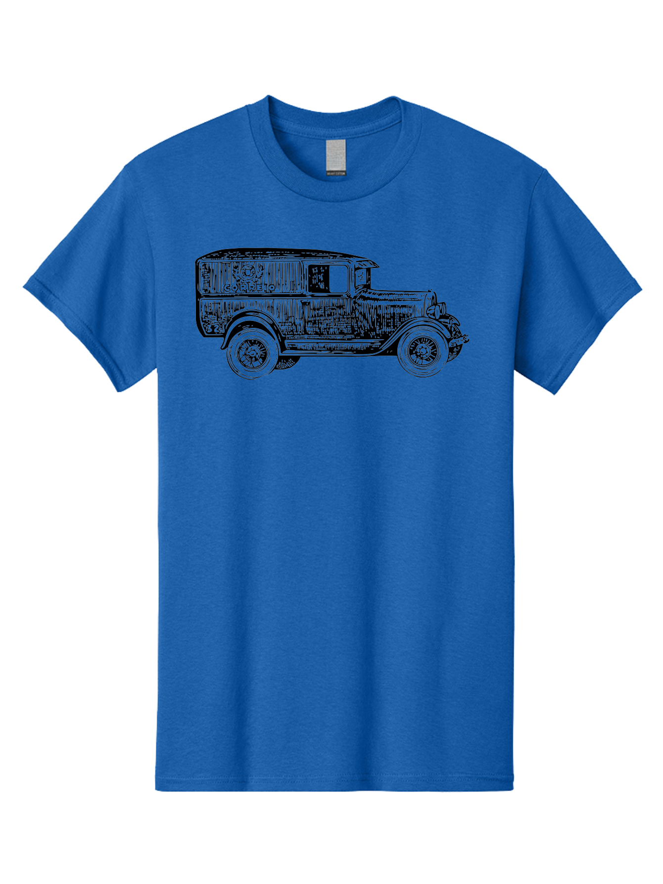 Correio Men'S Graphic Tee, 100% Cotton, Comfortable Casual Summer Wear, Machine Washable, Vintage Truck, Retro Vehicle, Classic Automobile, Correio Branding, Wooden Texture, Sketch Art, Antique Car, Nostalgic Design, Old-Fashioned, Aad784 7