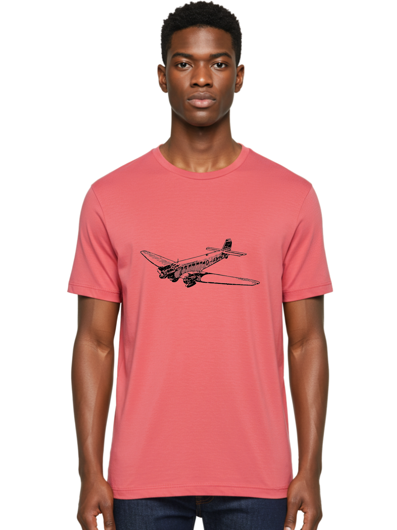 Dc3-Airplane Men'S Graphic Tee, 100% Cotton, Comfortable Casual Summer Wear, Machine Washable, Vintage Airplane, Classic Aircraft, Dc-3 Plane, Propeller-Driven Plane, Aviation History, Retro Flying Machine, Black And White Illustration, Aad785 20