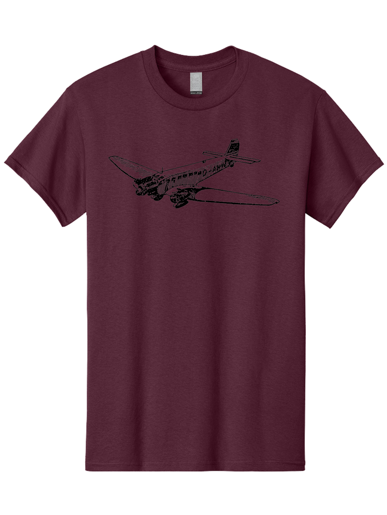 Dc3-Airplane Men'S Graphic Tee, 100% Cotton, Comfortable Casual Summer Wear, Machine Washable, Vintage Airplane, Classic Aircraft, Dc-3 Plane, Propeller-Driven Plane, Aviation History, Retro Flying Machine, Black And White Illustration, Aad785 21