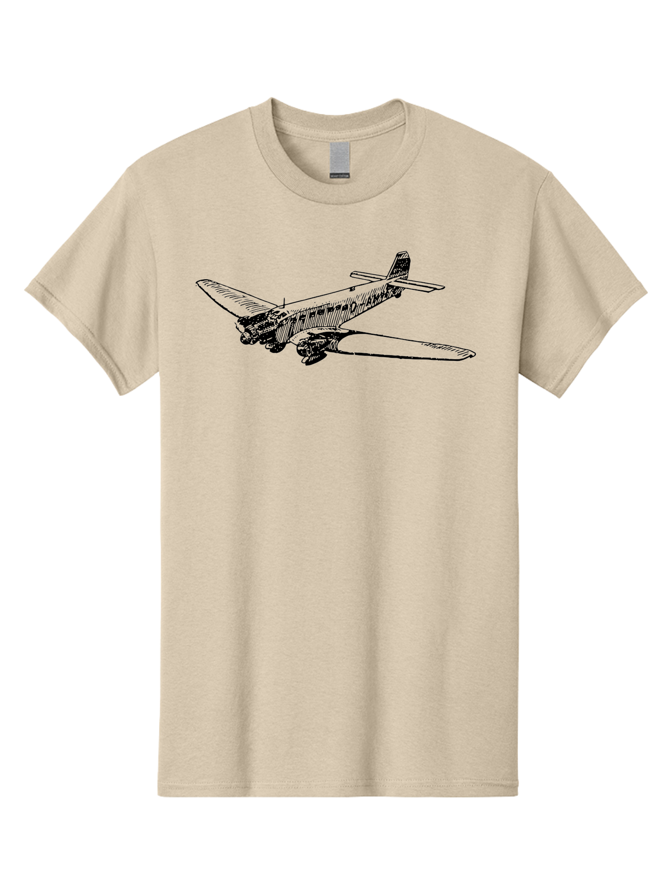 Dc3-Airplane Men'S Graphic Tee, 100% Cotton, Comfortable Casual Summer Wear, Machine Washable, Vintage Airplane, Classic Aircraft, Dc-3 Plane, Propeller-Driven Plane, Aviation History, Retro Flying Machine, Black And White Illustration, Aad785 7