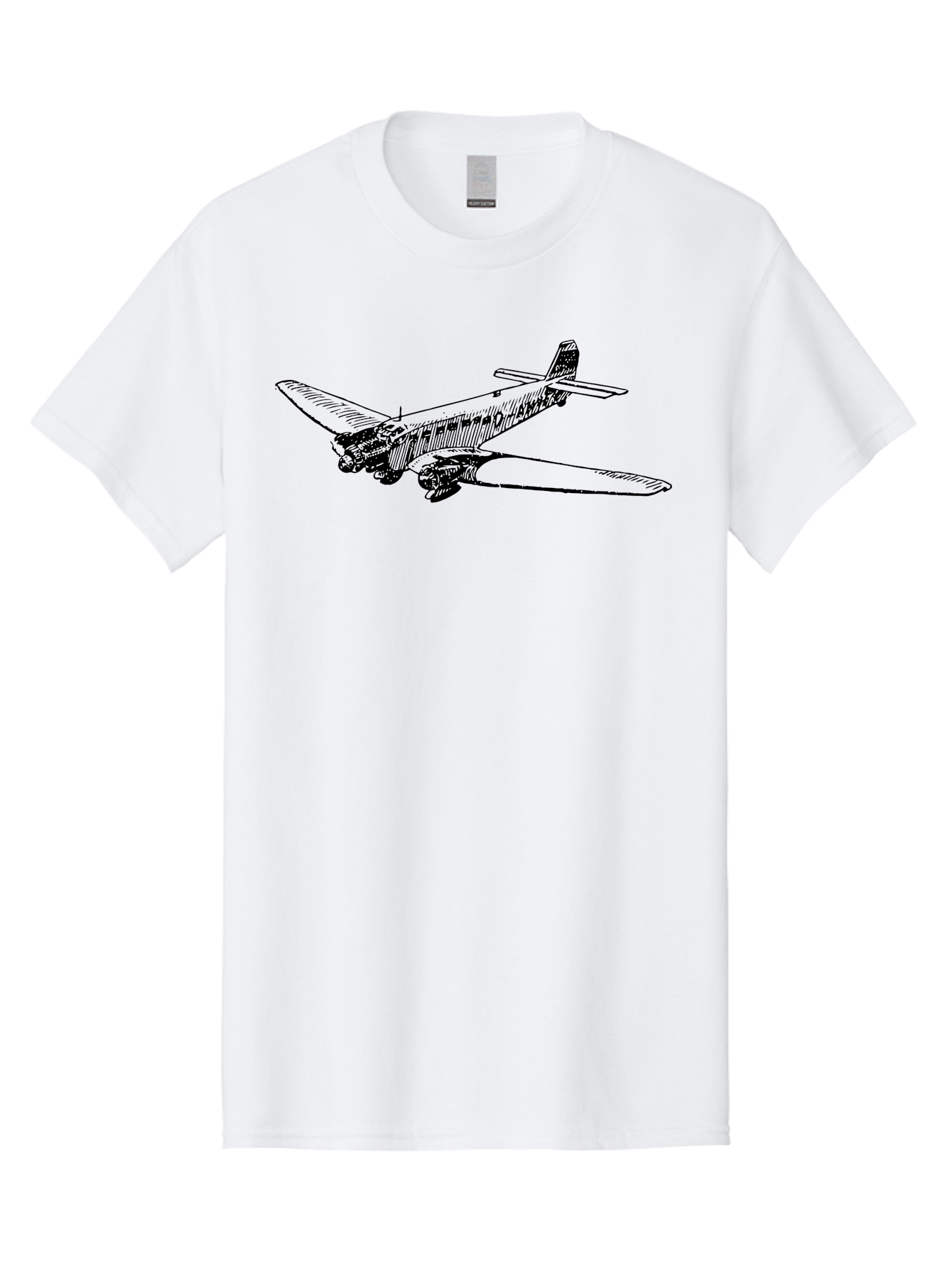 Dc3-Airplane Men'S Graphic Tee, 100% Cotton, Comfortable Casual Summer Wear, Machine Washable, Vintage Airplane, Classic Aircraft, Dc-3 Plane, Propeller-Driven Plane, Aviation History, Retro Flying Machine, Black And White Illustration, Aad785 23