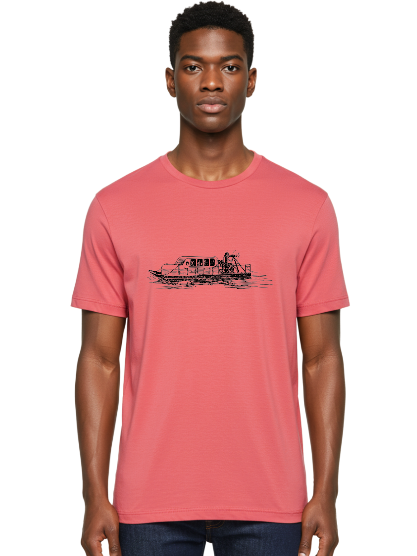 Dredger-Ship Men'S Graphic Tee, 100% Cotton, Comfortable Casual Summer Wear, Machine Washable, Dredging Equipment, Waterway Construction, Marine Engineering, Dredger Barge, Heavy Machinery, Industrial Vessel, Dredging Operations Aad787 20