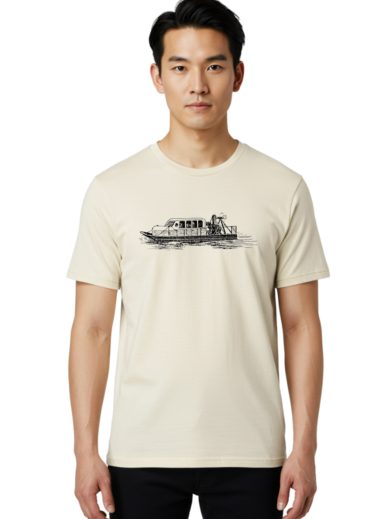 Dredger-Ship Men'S Graphic Tee, 100% Cotton, Comfortable Casual Summer Wear, Machine Washable, Dredging Equipment, Waterway Construction, Marine Engineering, Dredger Barge, Heavy Machinery, Industrial Vessel, Dredging Operations Aad787 6