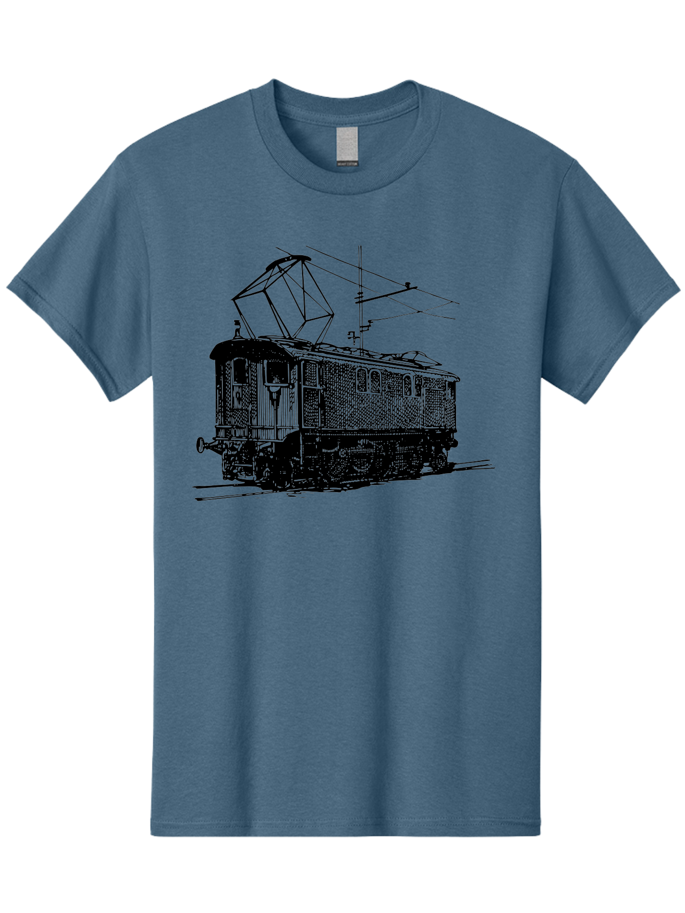 Electric-Train Men'S Graphic Tee, 100% Cotton, Comfortable Casual Summer Wear, Machine Washable, Vintage Electric Train, Railway Locomotive, Transportation Mode, Electric Power, Railway Technology, Historic Train Design, Public Transit Aad788 11