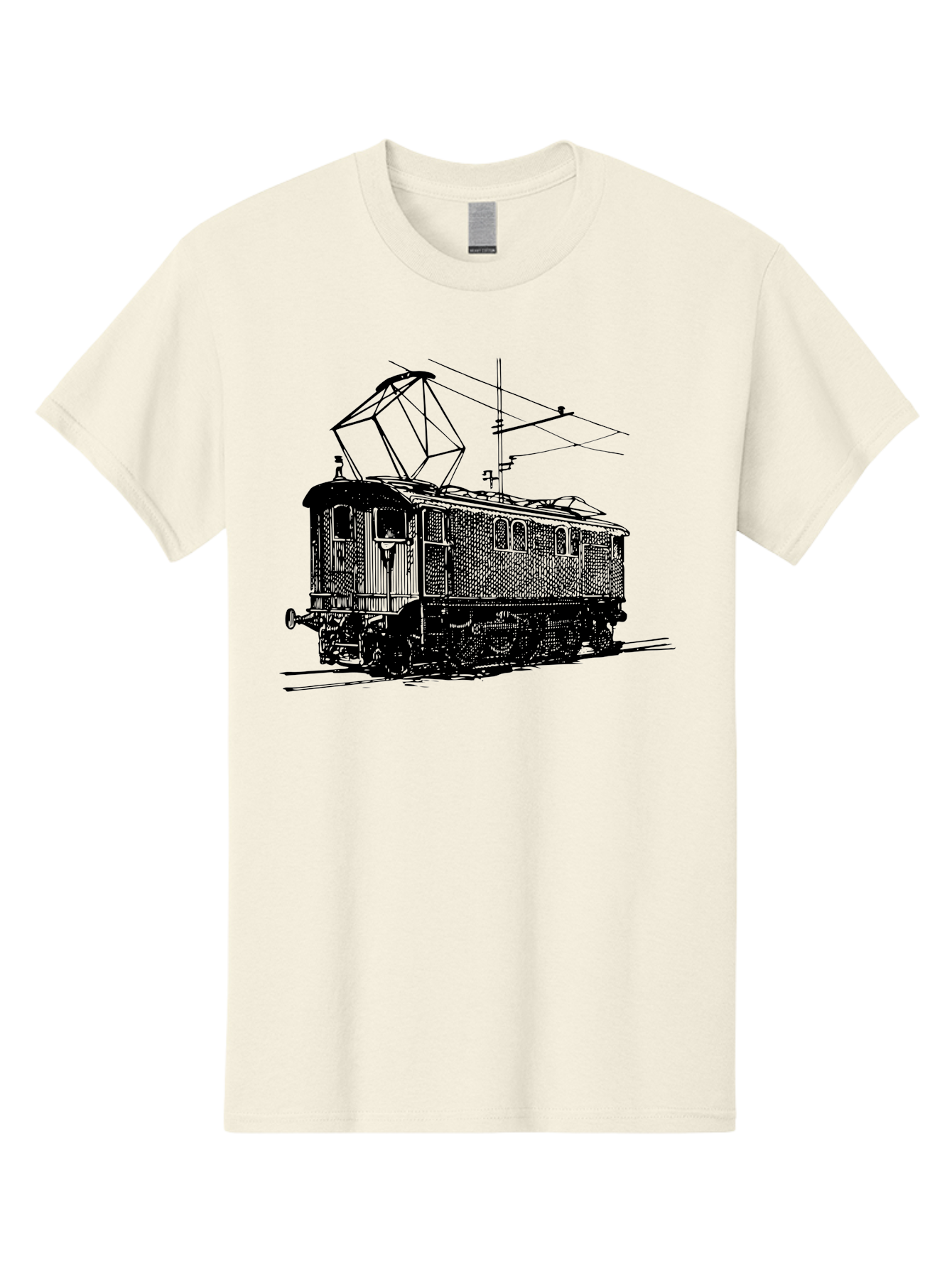Electric-Train Men'S Graphic Tee, 100% Cotton, Comfortable Casual Summer Wear, Machine Washable, Vintage Electric Train, Railway Locomotive, Transportation Mode, Electric Power, Railway Technology, Historic Train Design, Public Transit Aad788 5