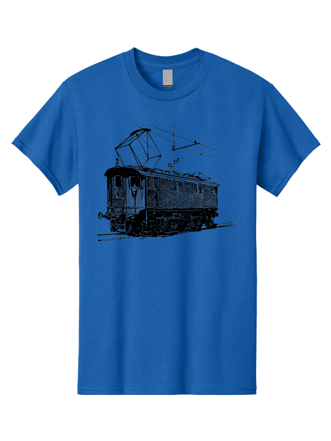 Electric-Train Men'S Graphic Tee, 100% Cotton, Comfortable Casual Summer Wear, Machine Washable, Vintage Electric Train, Railway Locomotive, Transportation Mode, Electric Power, Railway Technology, Historic Train Design, Public Transit Aad788 7