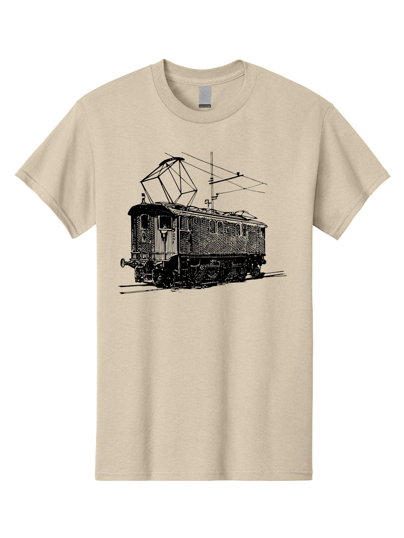 Electric-Train Men'S Graphic Tee, 100% Cotton, Comfortable Casual Summer Wear, Machine Washable, Vintage Electric Train, Railway Locomotive, Transportation Mode, Electric Power, Railway Technology, Historic Train Design, Public Transit Aad788 27