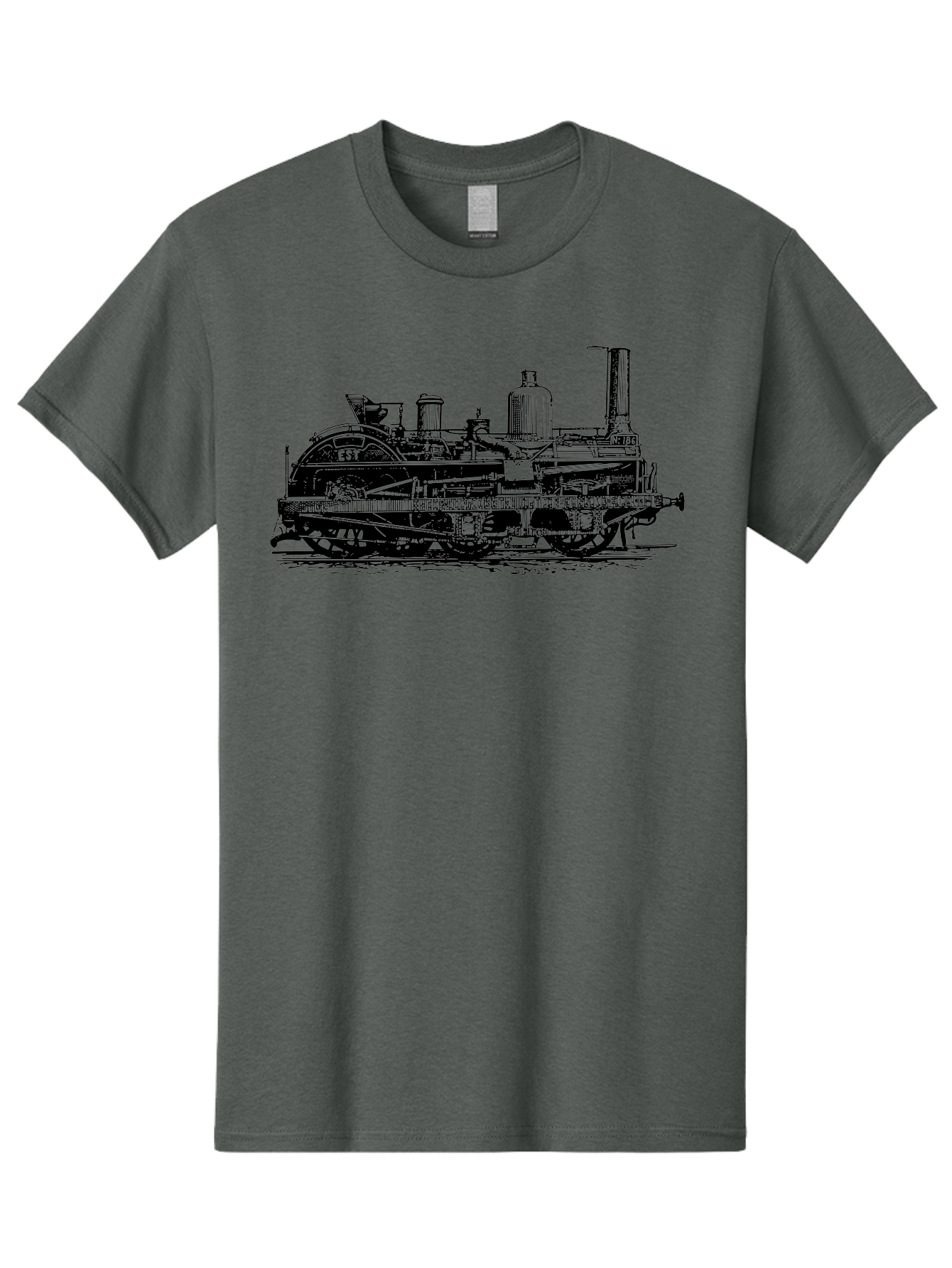 Est-Steam-Train Men'S Graphic Tee, 100% Cotton, Comfortable Casual Summer Wear, Machine Washable, Vintage Train Engine, Steam Locomotive, Classic Transportation, Esi Train, Rail Travel, Nostalgic Vehicle, Industrial Heritage, Old Train, Aad789 29