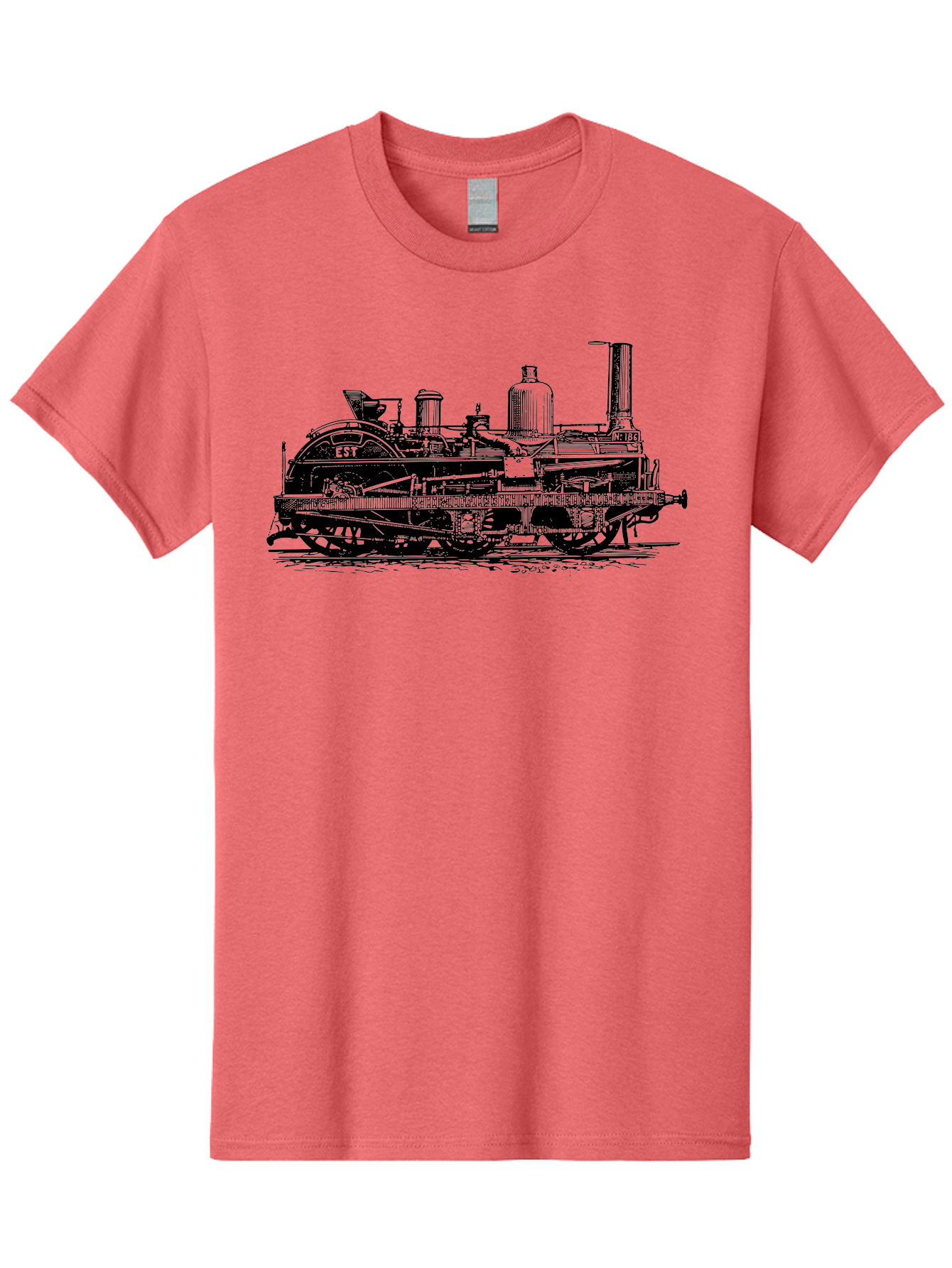 Est-Steam-Train Men'S Graphic Tee, 100% Cotton, Comfortable Casual Summer Wear, Machine Washable, Vintage Train Engine, Steam Locomotive, Classic Transportation, Esi Train, Rail Travel, Nostalgic Vehicle, Industrial Heritage, Old Train, Aad789 11