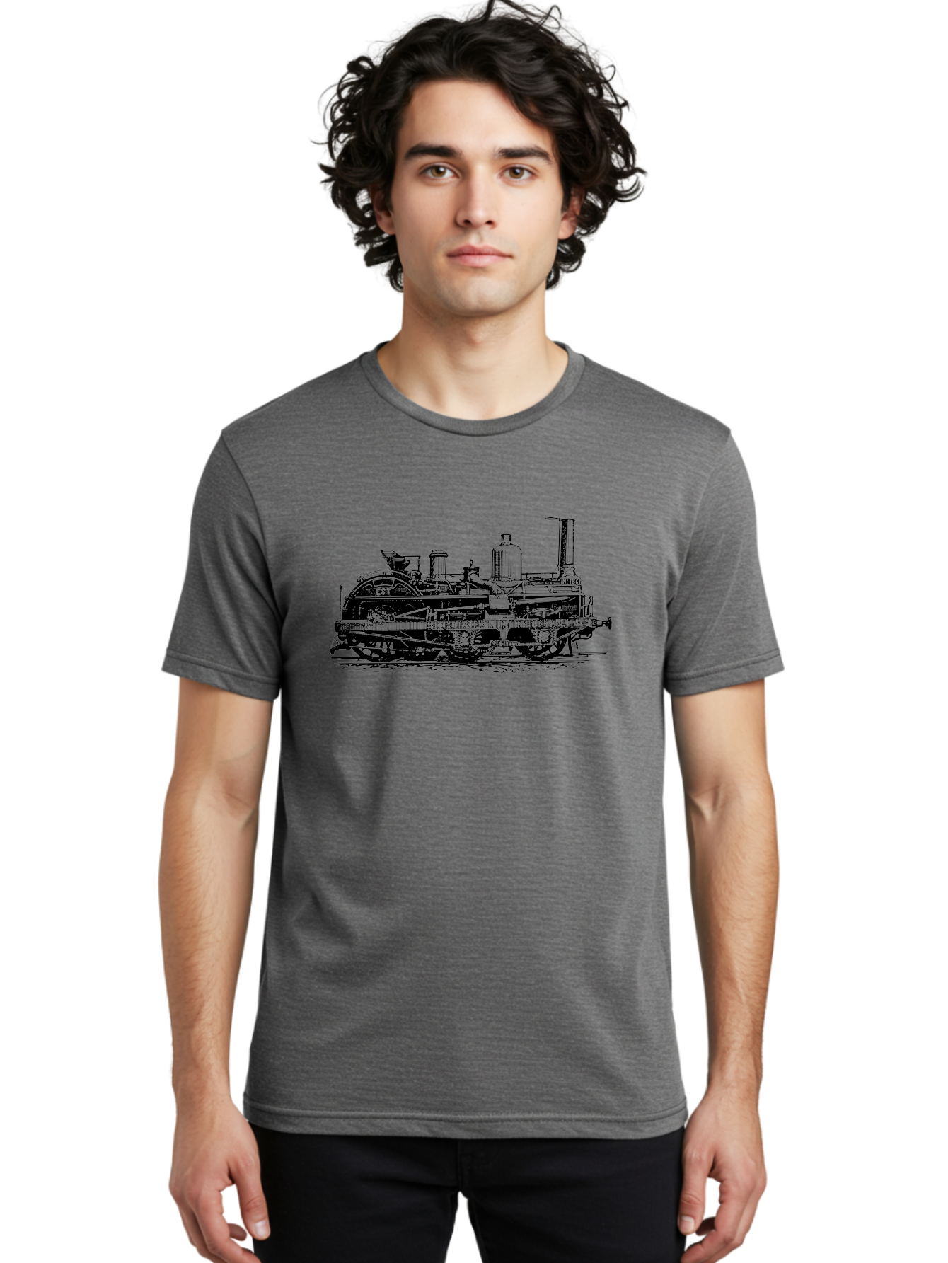 Est-Steam-Train Men'S Graphic Tee, 100% Cotton, Comfortable Casual Summer Wear, Machine Washable, Vintage Train Engine, Steam Locomotive, Classic Transportation, Esi Train, Rail Travel, Nostalgic Vehicle, Industrial Heritage, Old Train, Aad789 20