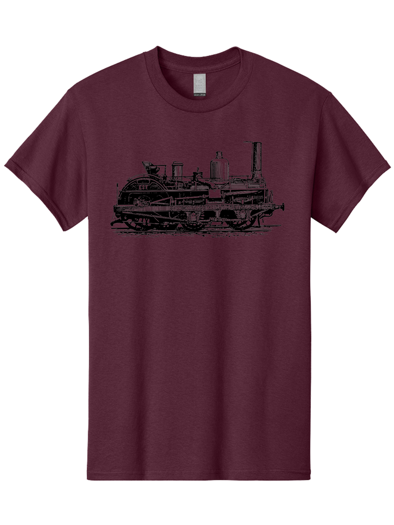 Est-Steam-Train Men'S Graphic Tee, 100% Cotton, Comfortable Casual Summer Wear, Machine Washable, Vintage Train Engine, Steam Locomotive, Classic Transportation, Esi Train, Rail Travel, Nostalgic Vehicle, Industrial Heritage, Old Train, Aad789 13