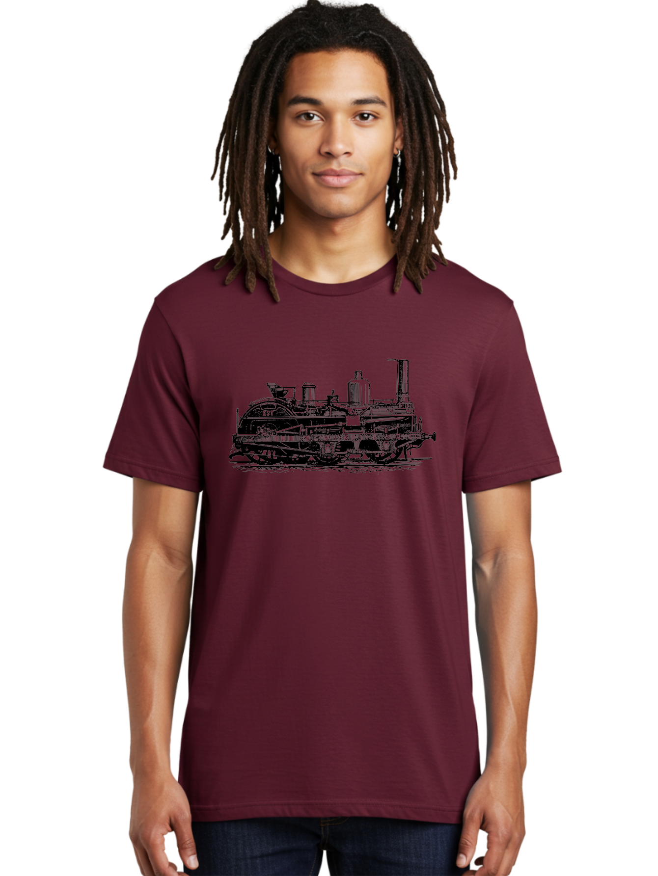 Est-Steam-Train Men'S Graphic Tee, 100% Cotton, Comfortable Casual Summer Wear, Machine Washable, Vintage Train Engine, Steam Locomotive, Classic Transportation, Esi Train, Rail Travel, Nostalgic Vehicle, Industrial Heritage, Old Train, Aad789 14