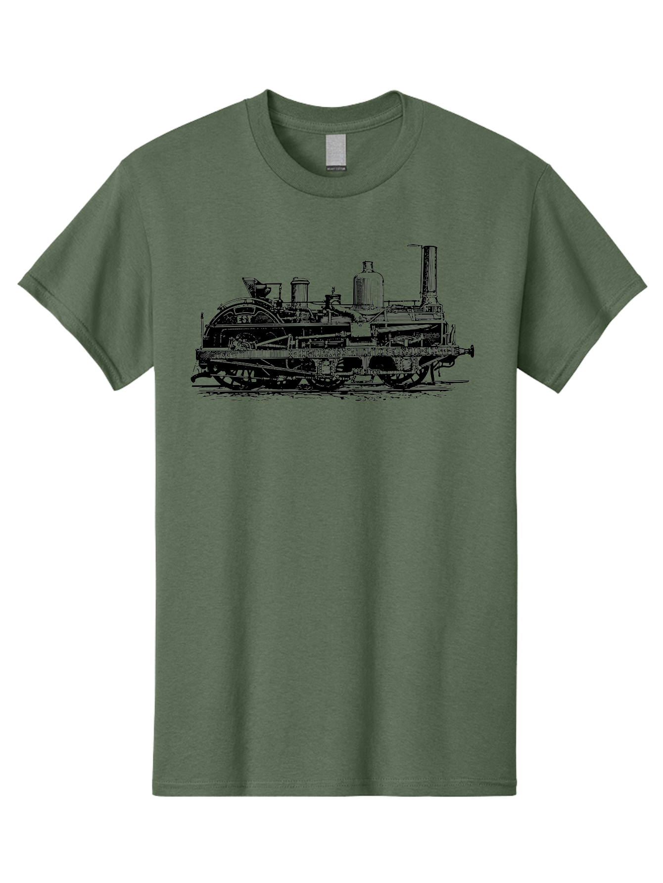Est-Steam-Train Men'S Graphic Tee, 100% Cotton, Comfortable Casual Summer Wear, Machine Washable, Vintage Train Engine, Steam Locomotive, Classic Transportation, Esi Train, Rail Travel, Nostalgic Vehicle, Industrial Heritage, Old Train, Aad789 5