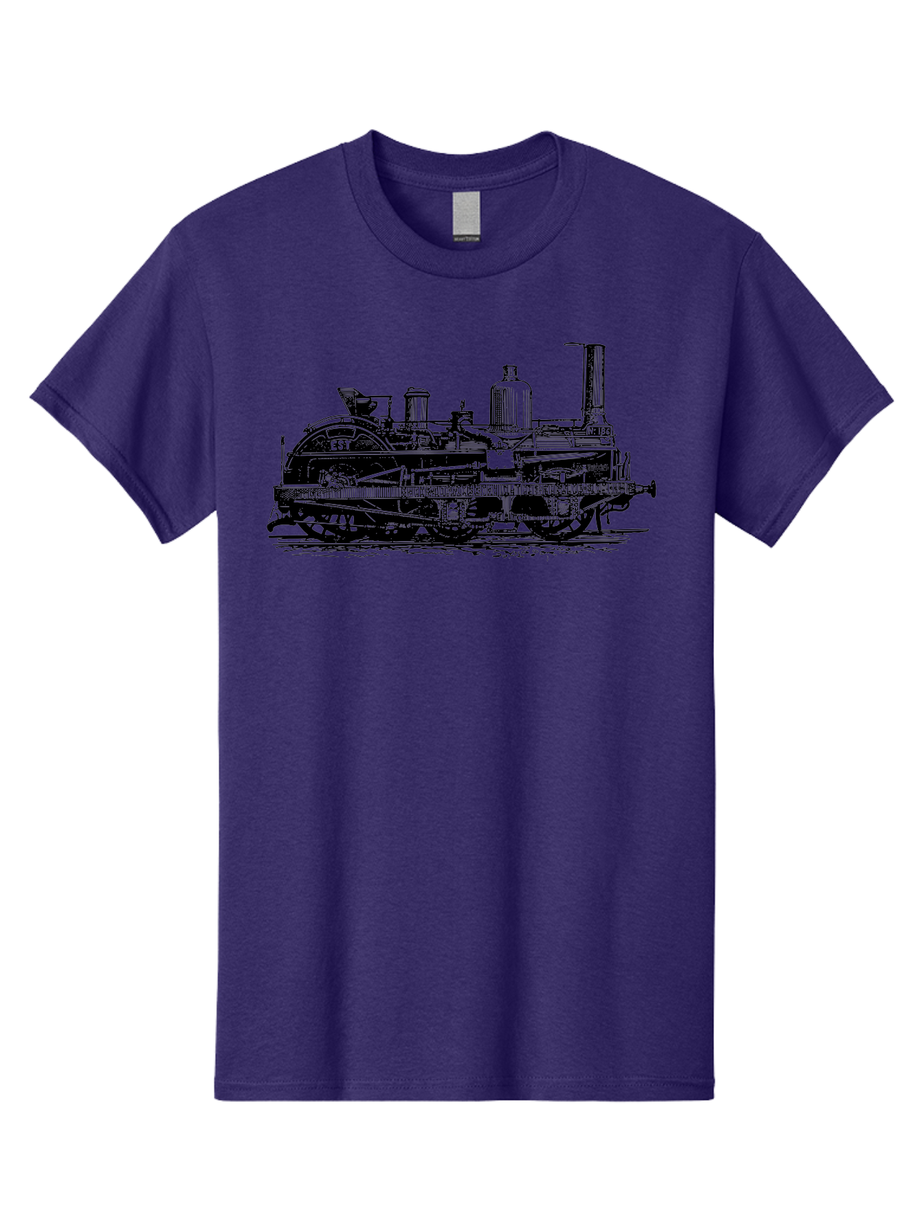 Est-Steam-Train Men'S Graphic Tee, 100% Cotton, Comfortable Casual Summer Wear, Machine Washable, Vintage Train Engine, Steam Locomotive, Classic Transportation, Esi Train, Rail Travel, Nostalgic Vehicle, Industrial Heritage, Old Train, Aad789 25